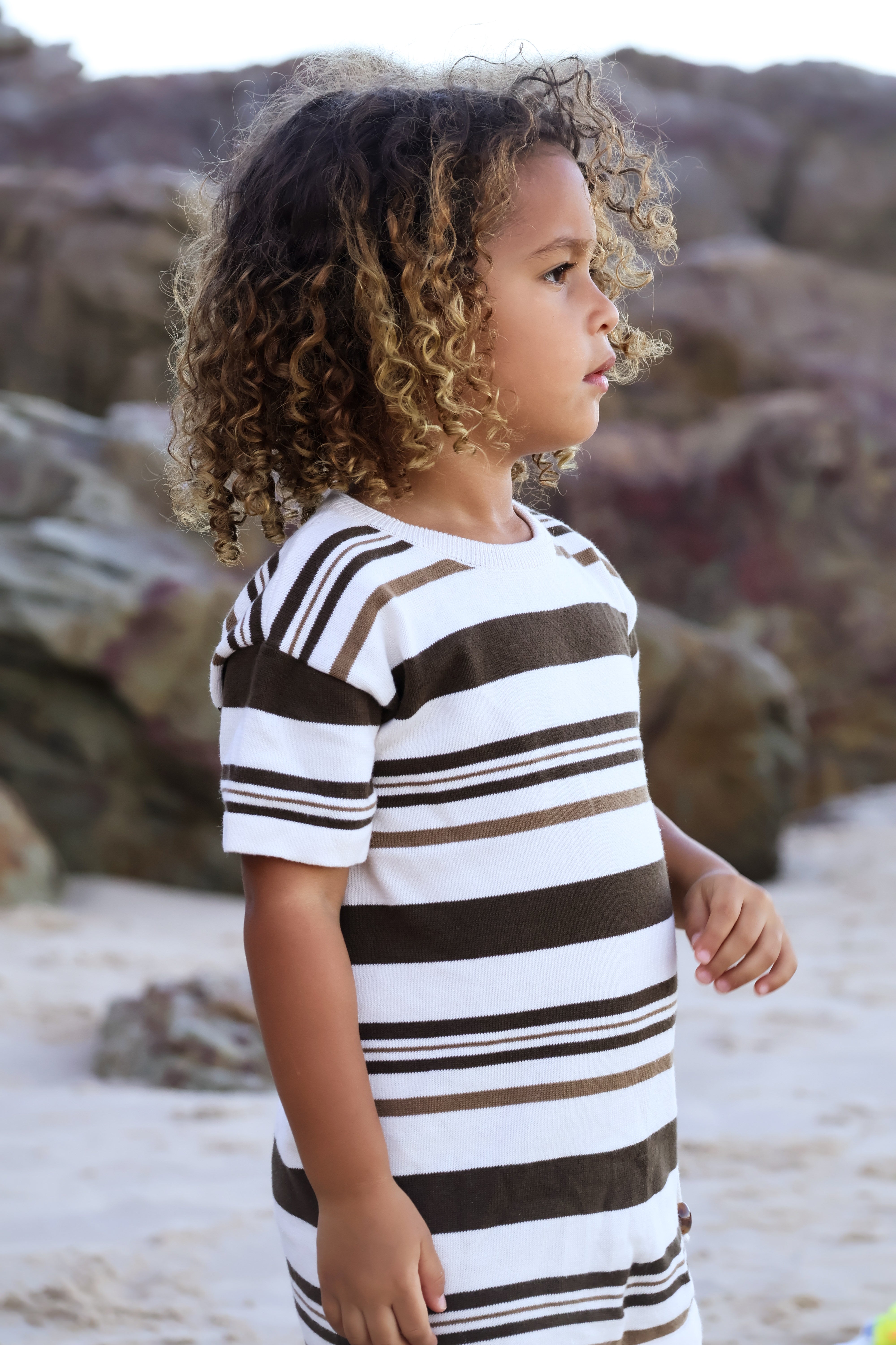 Keyhole Dress | Earth Stripe