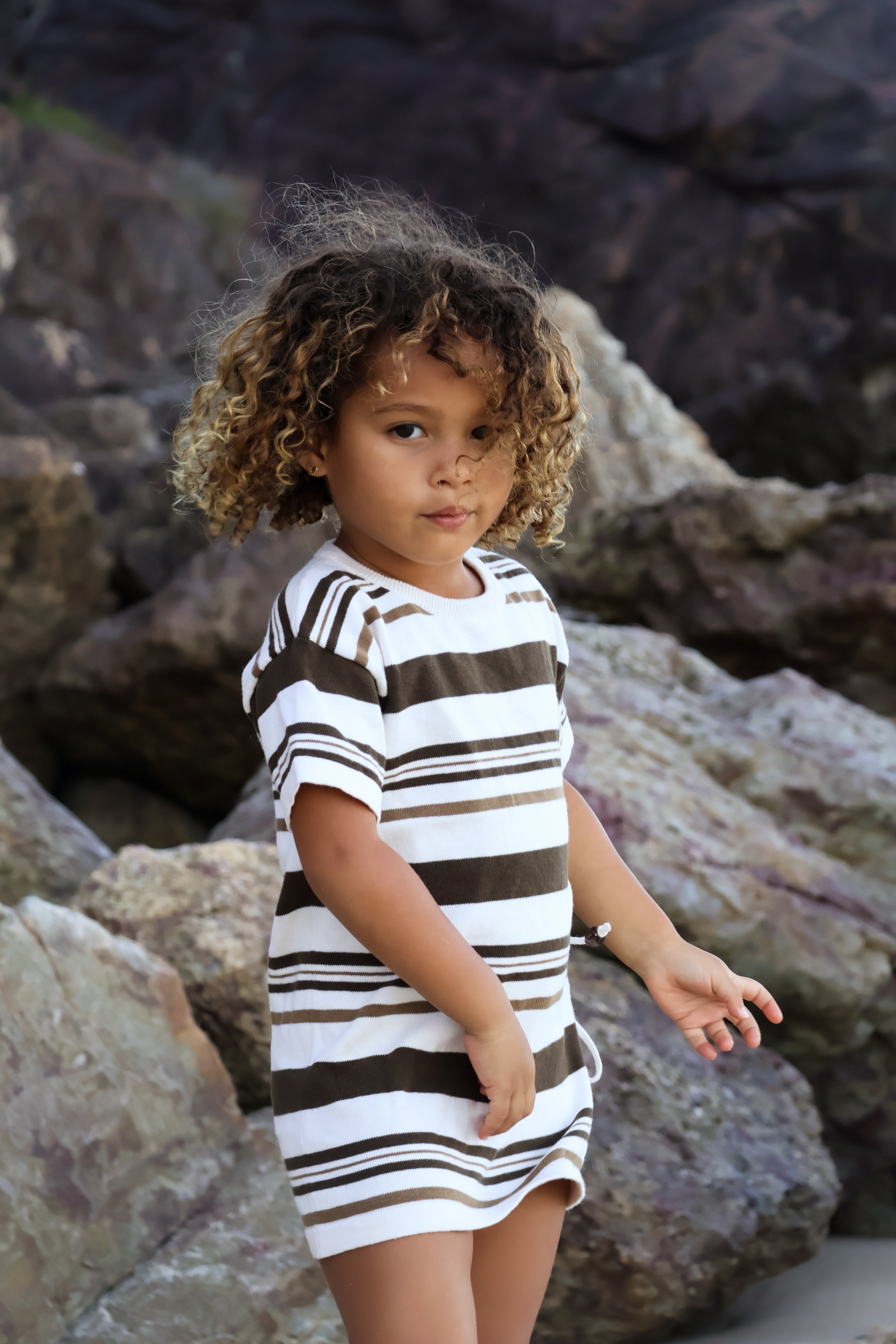 Keyhole Dress | Earth Stripe