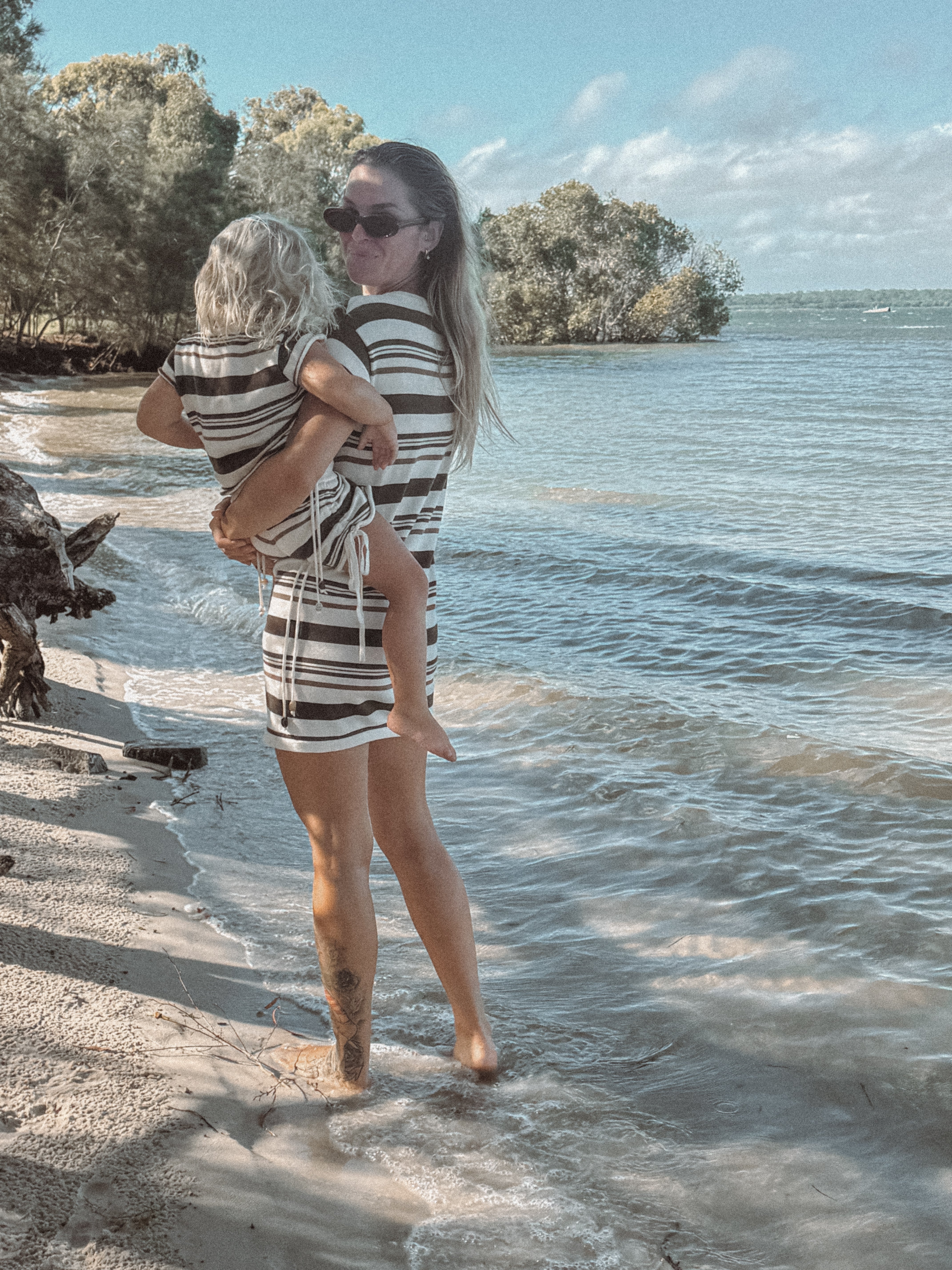 Woman's Keyhole Dress | Earth Stripe