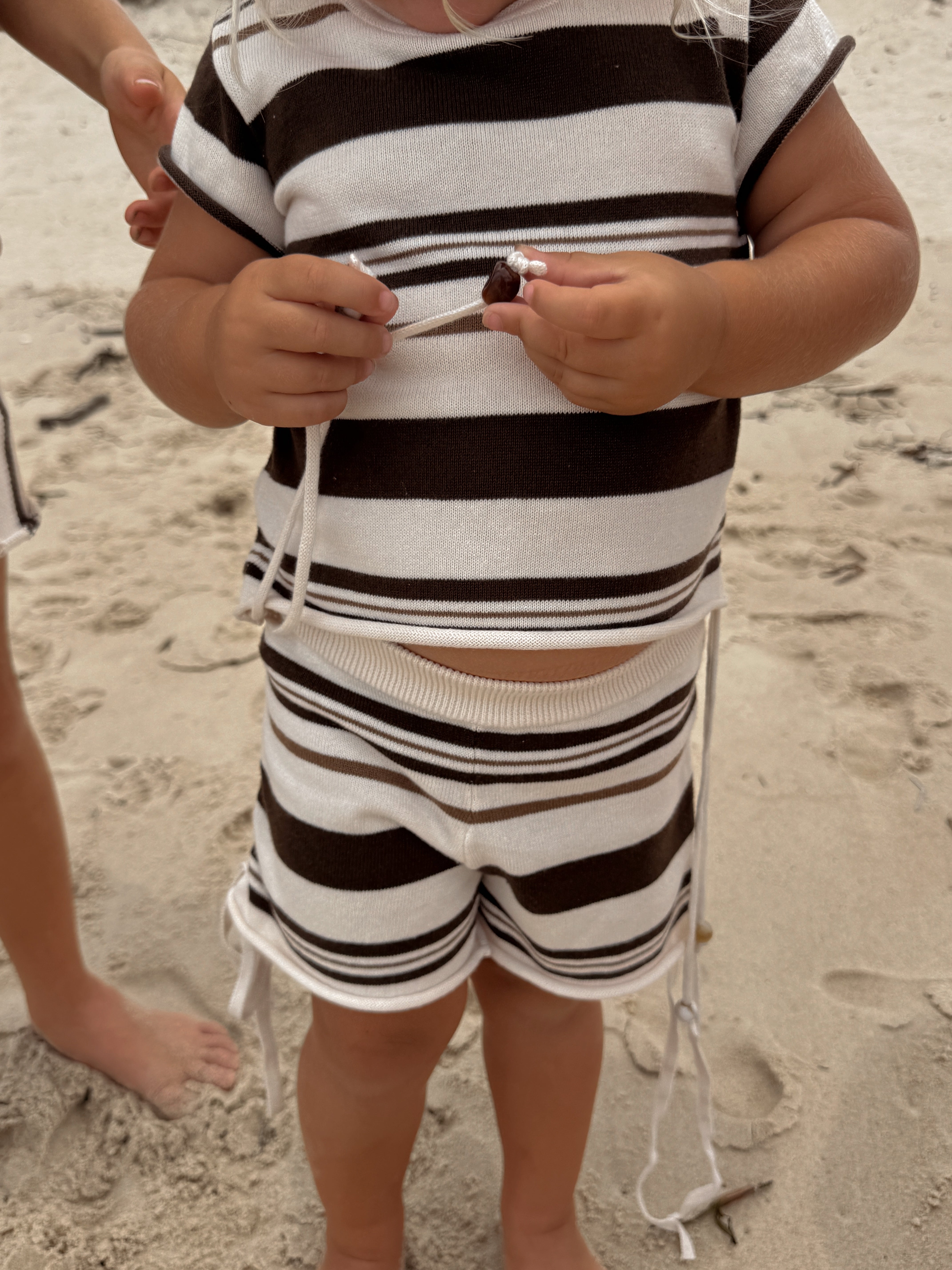 Gathered Knit Shorts | Earth Stripe