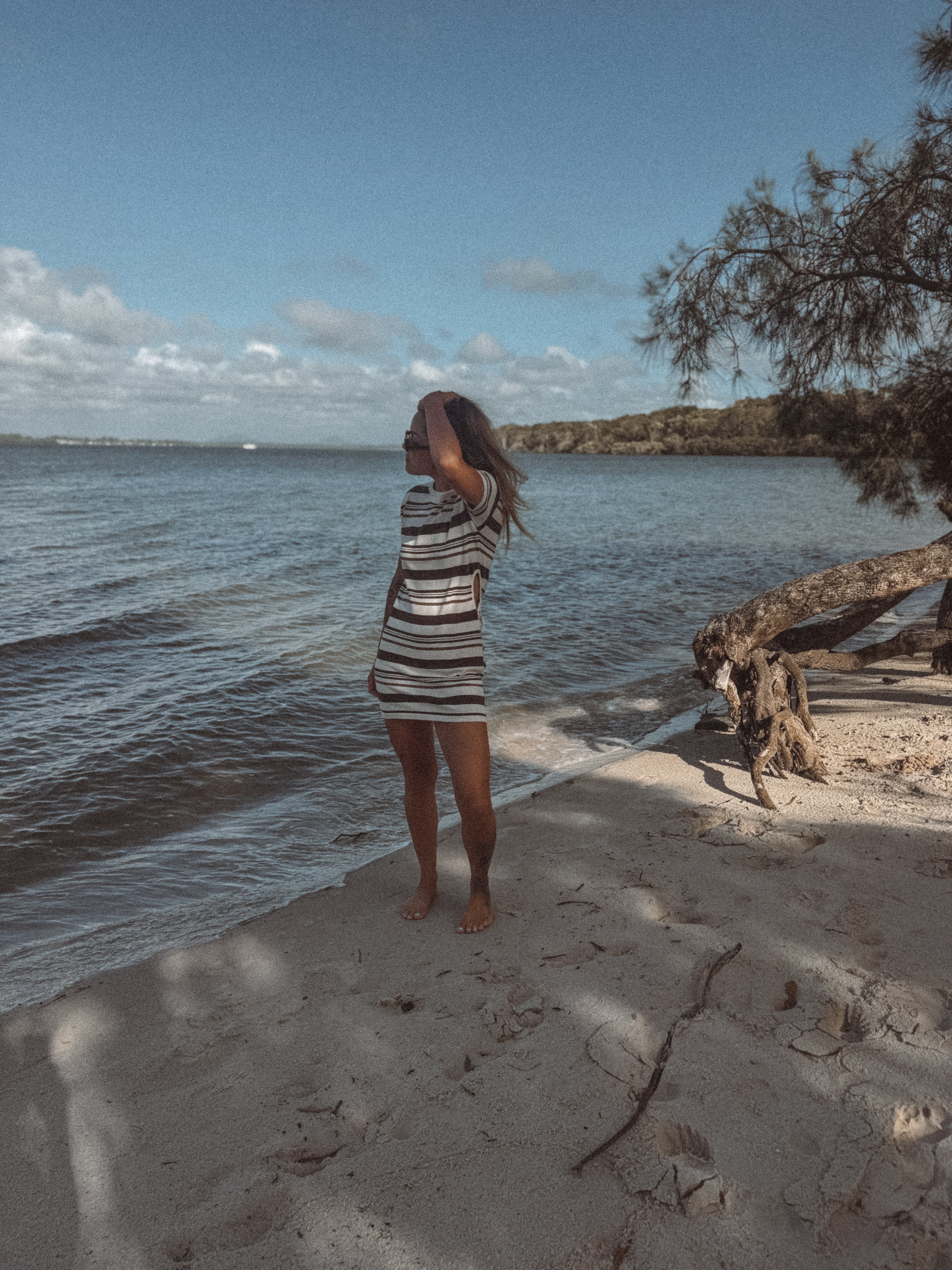 Woman's Keyhole Dress | Earth Stripe