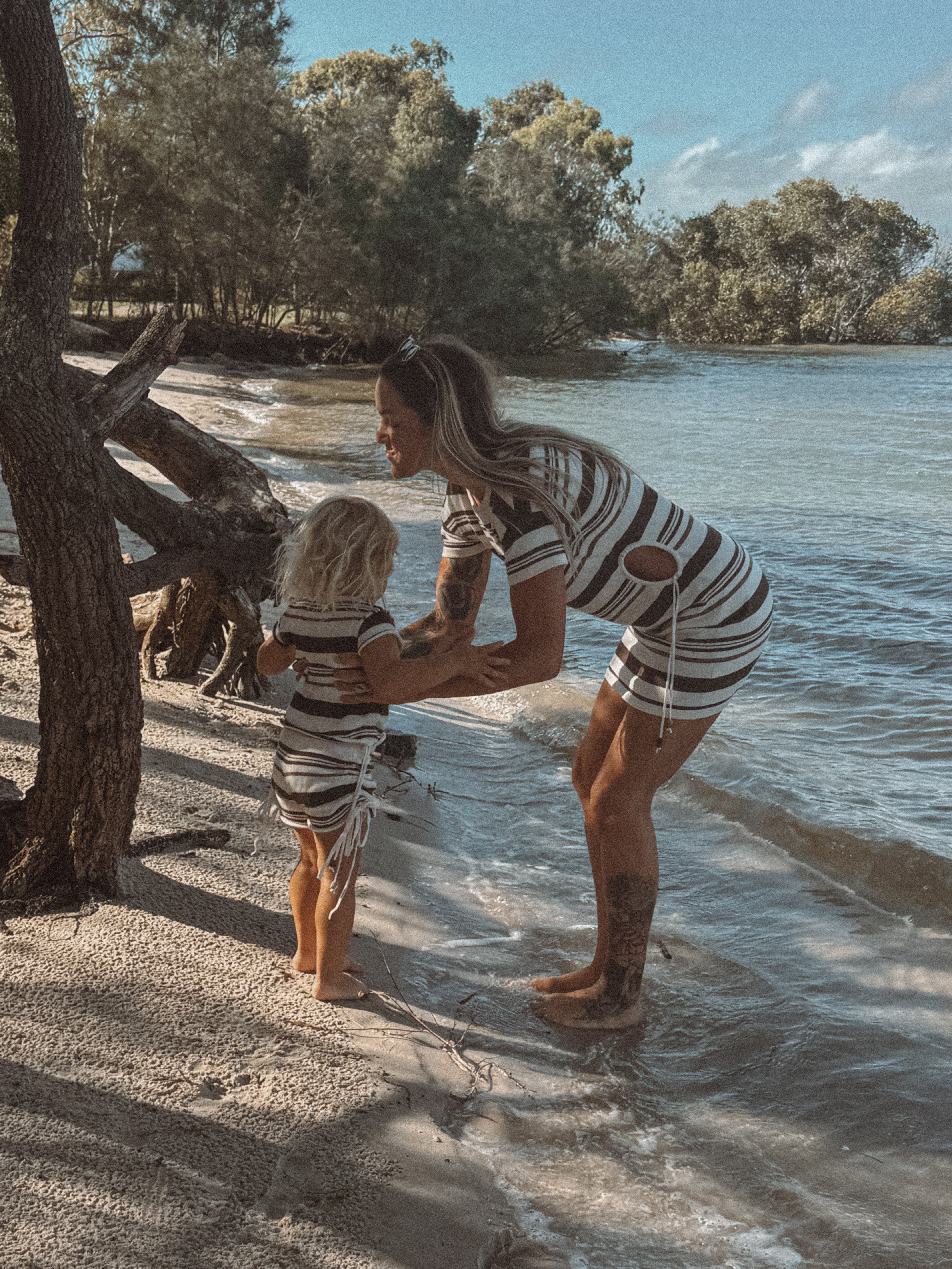 Woman's Keyhole Dress | Earth Stripe