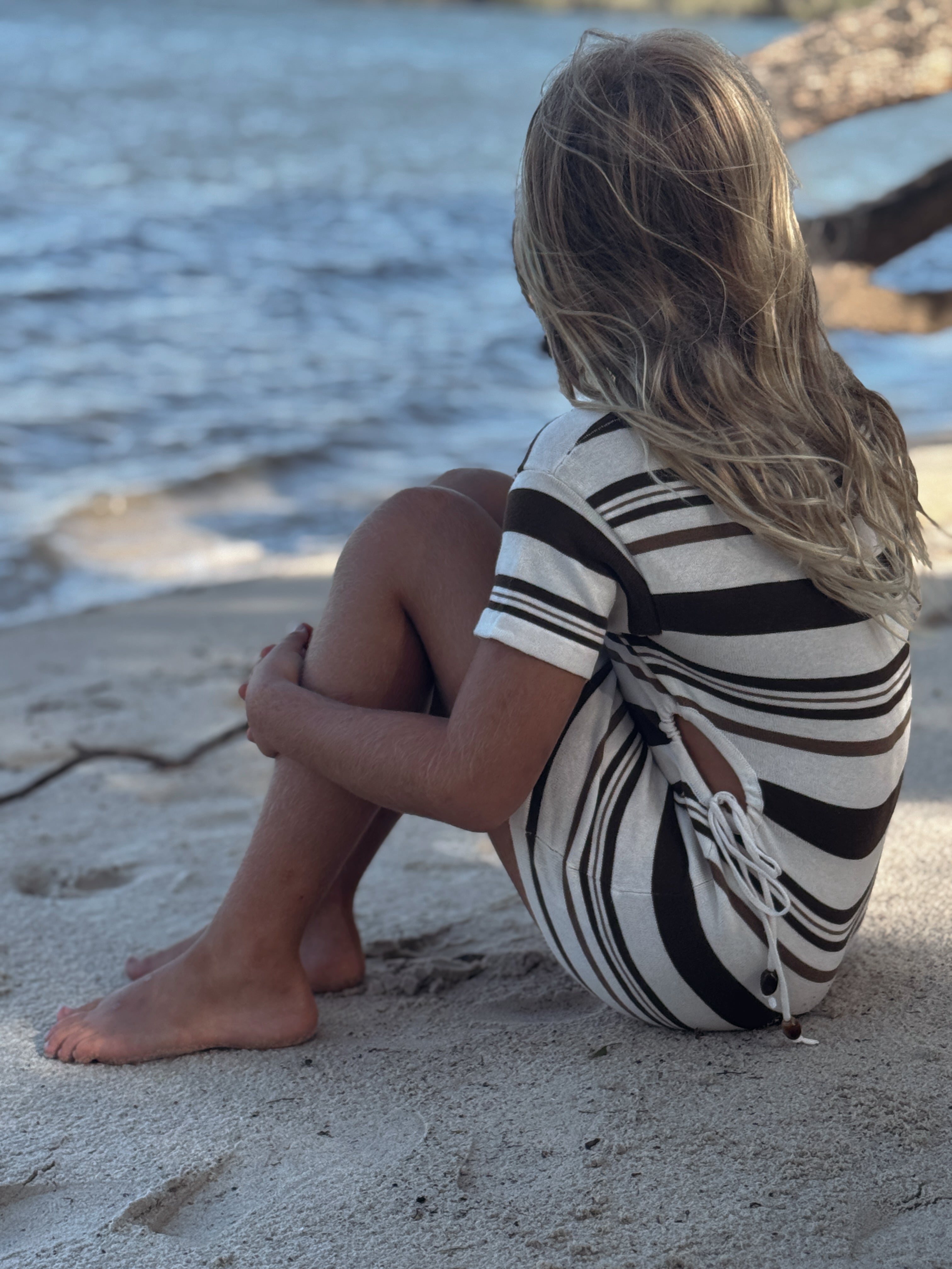 Woman's Keyhole Dress | Earth Stripe