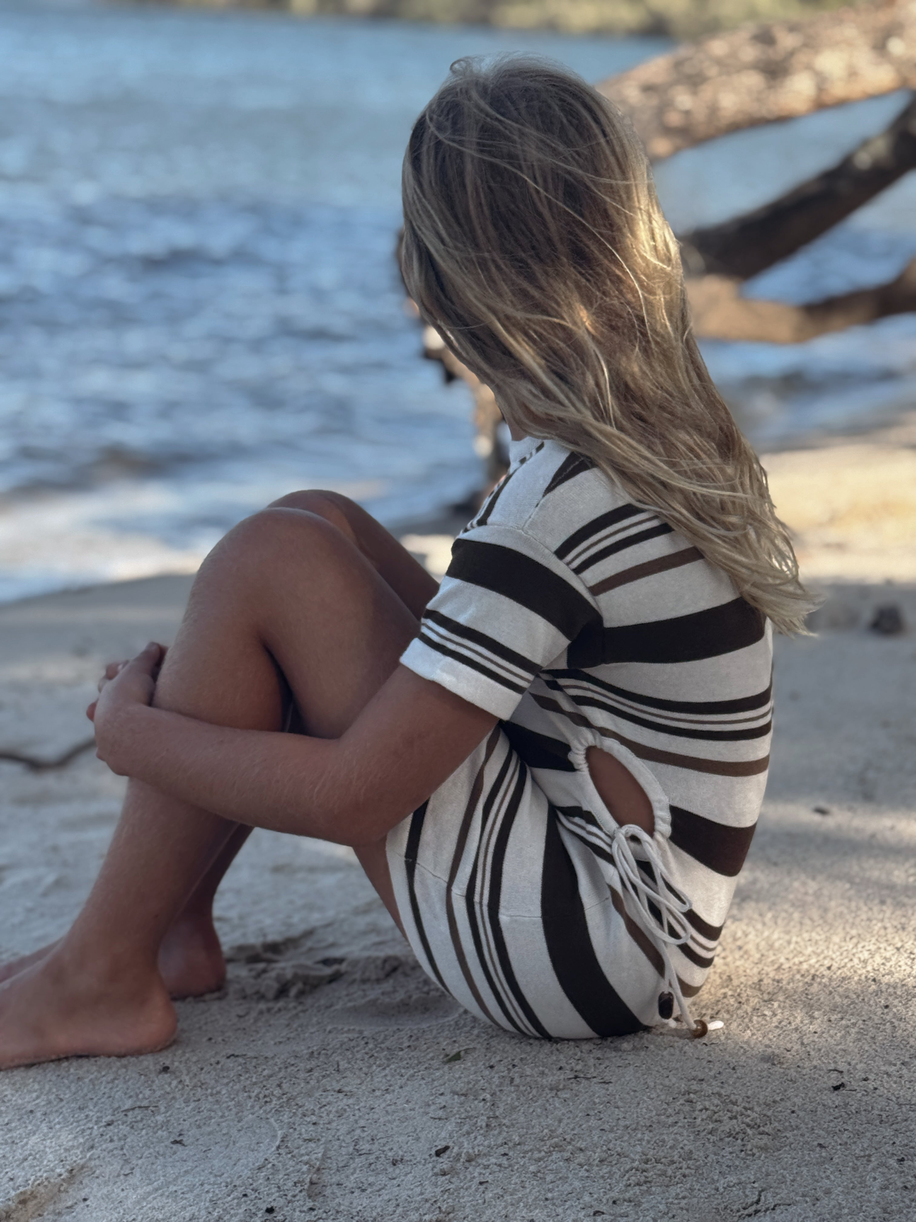 Woman's Keyhole Dress | Earth Stripe