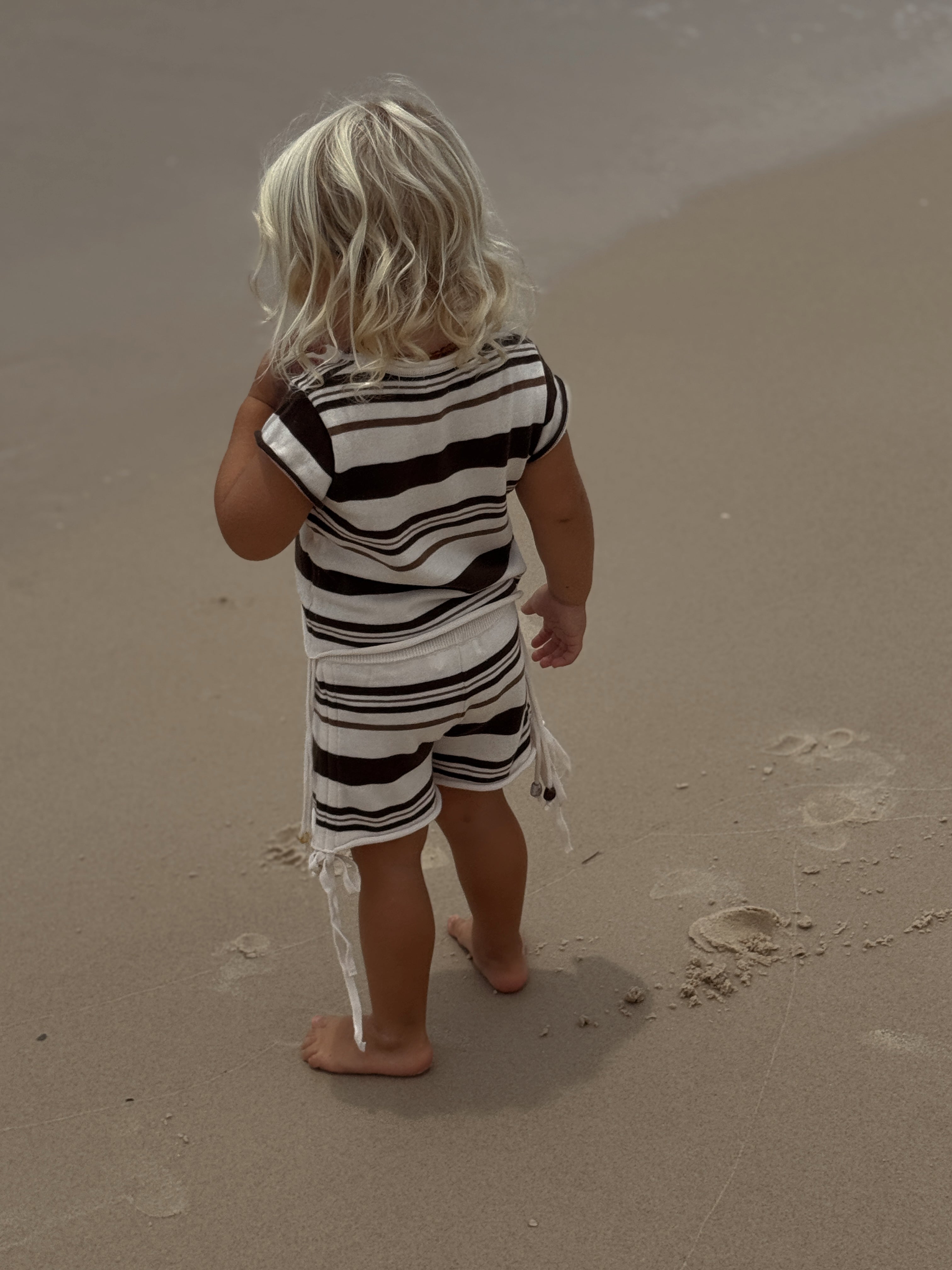 Gathered Knit Shorts | Earth Stripe