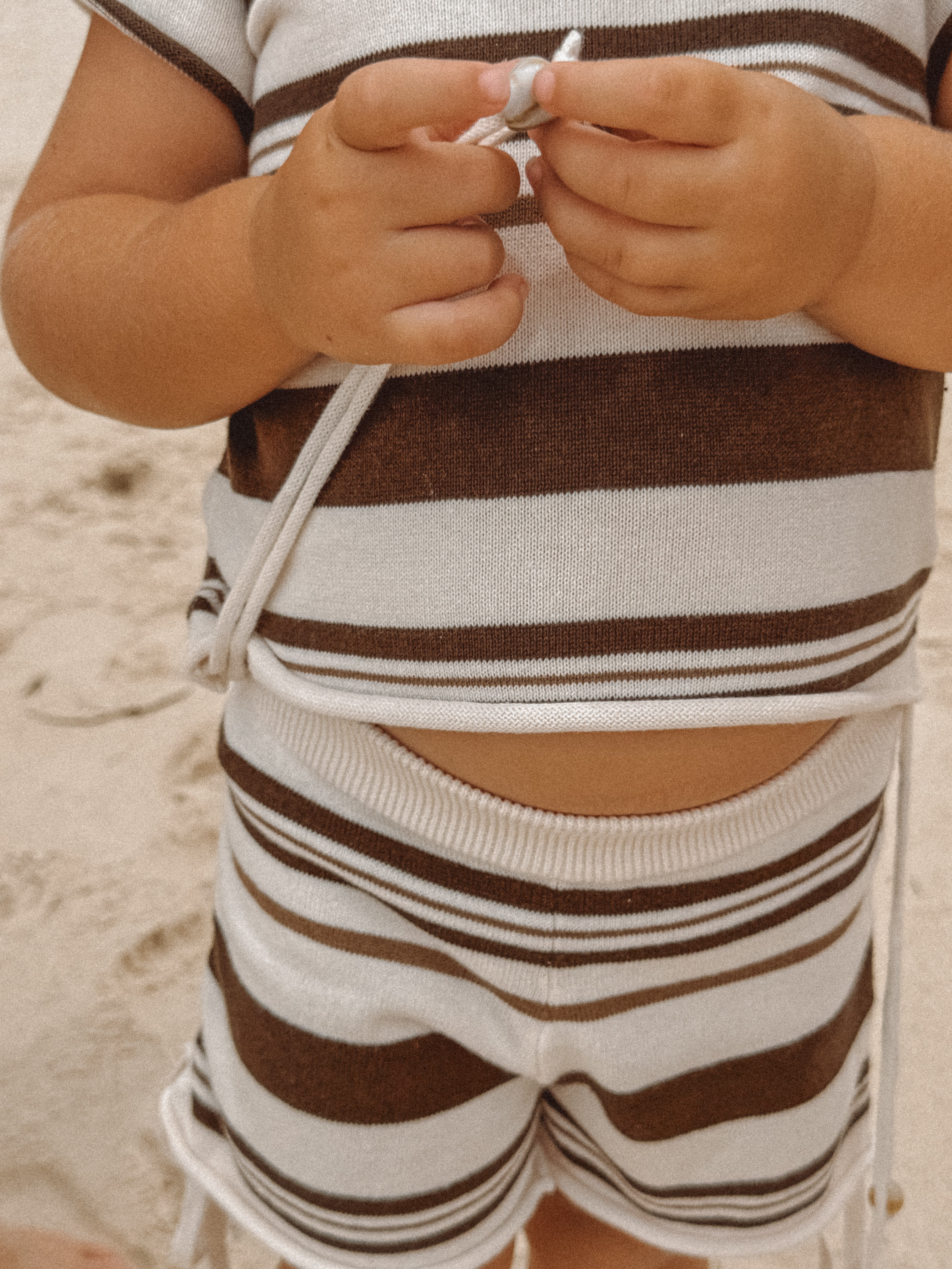Gathered Knit Shorts | Earth Stripe