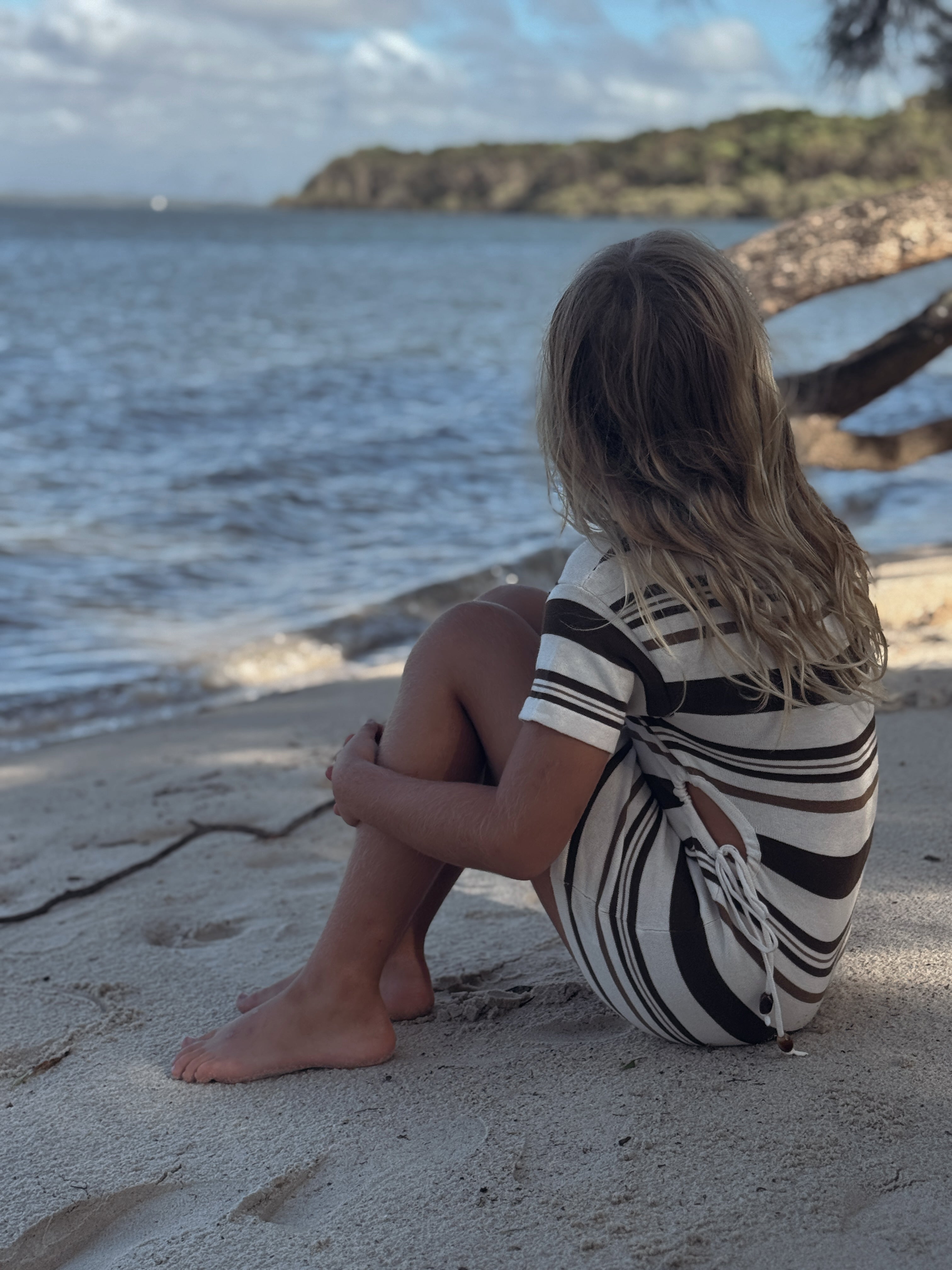 Woman's Keyhole Dress | Earth Stripe