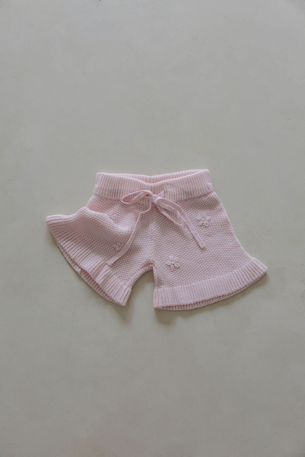 Knit Embroidered Shorts | Pink Sky