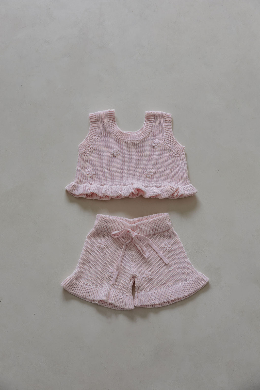 Knit Embroidered Shorts | Pink Sky