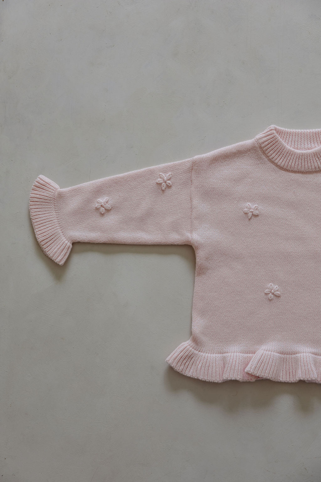 Knit Embroidery Pullover | Pink sky