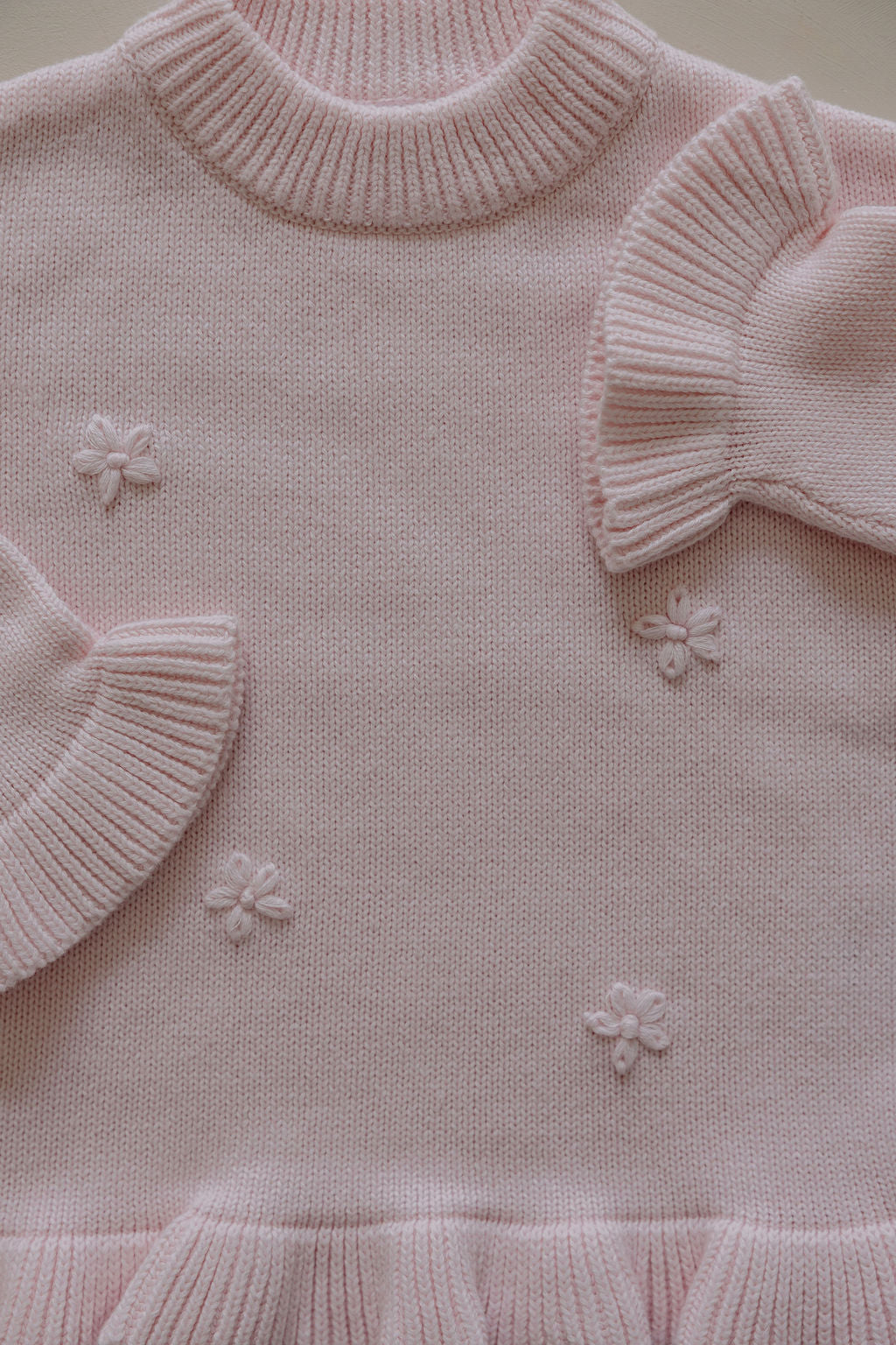 Knit Embroidery Pullover | Pink sky