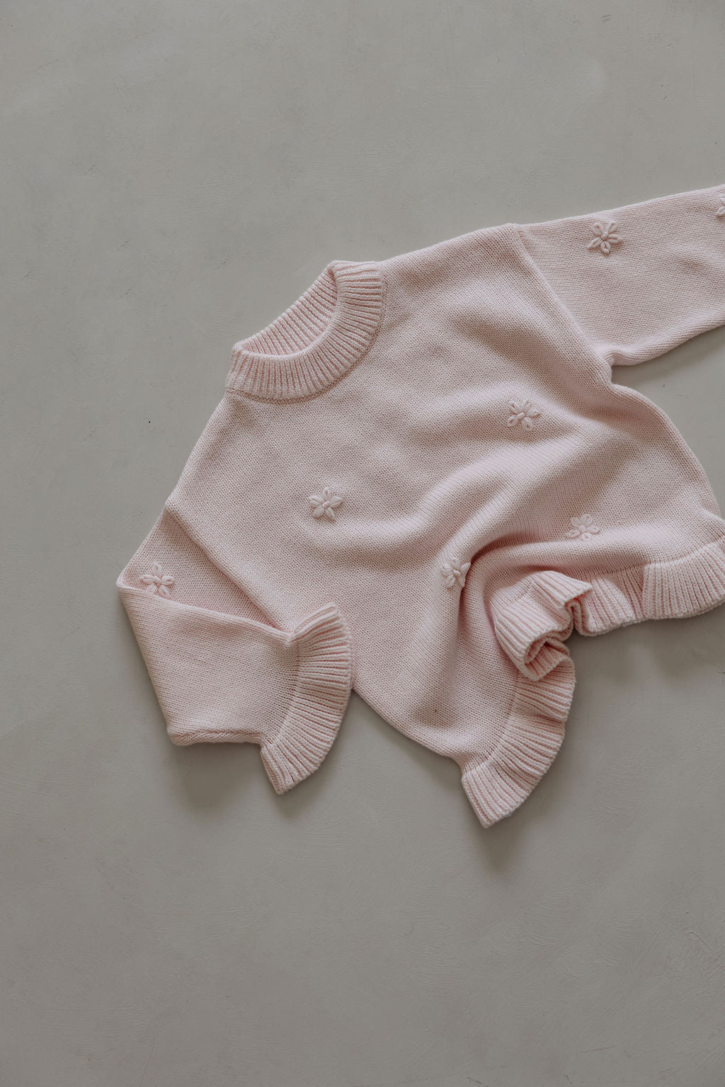 Knit Embroidery Pullover | Pink sky