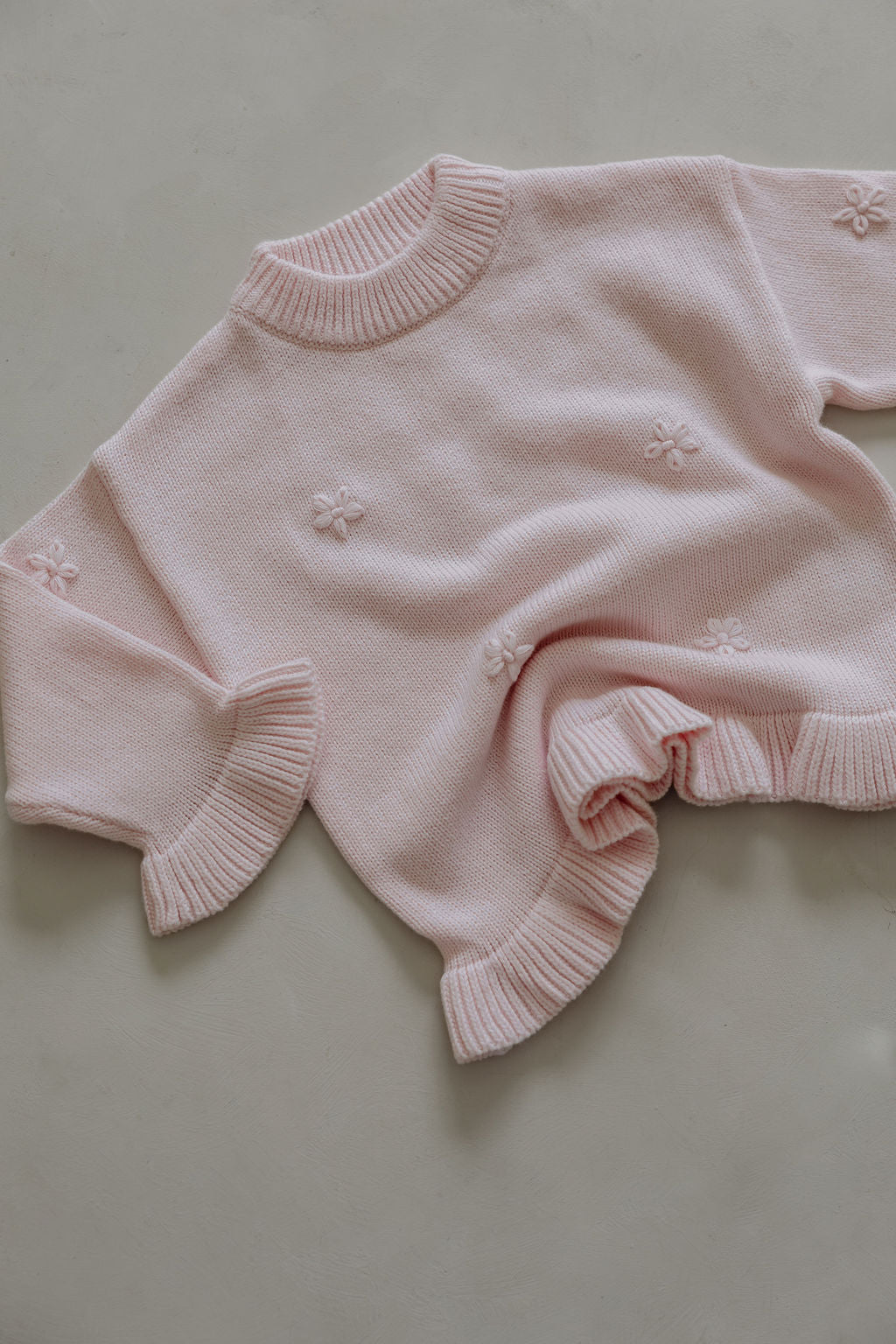 Knit Embroidery Pullover | Pink sky