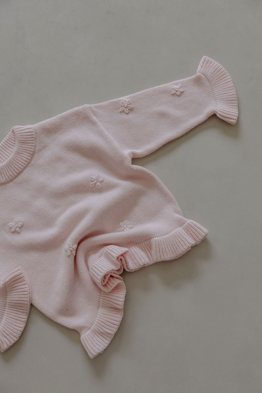 Knit Embroidery Pullover | Pink sky