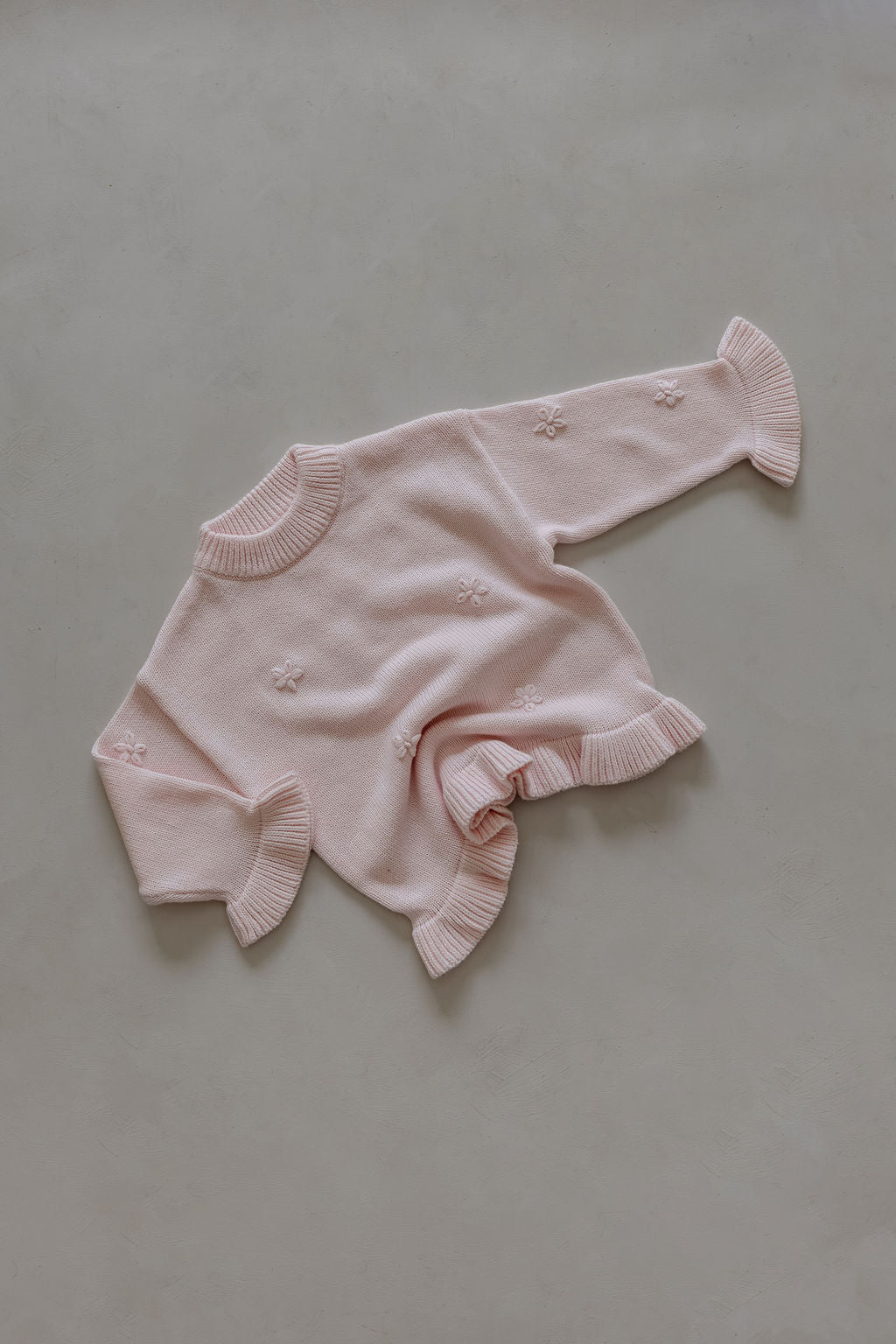 Knit Embroidery Pullover | Pink sky