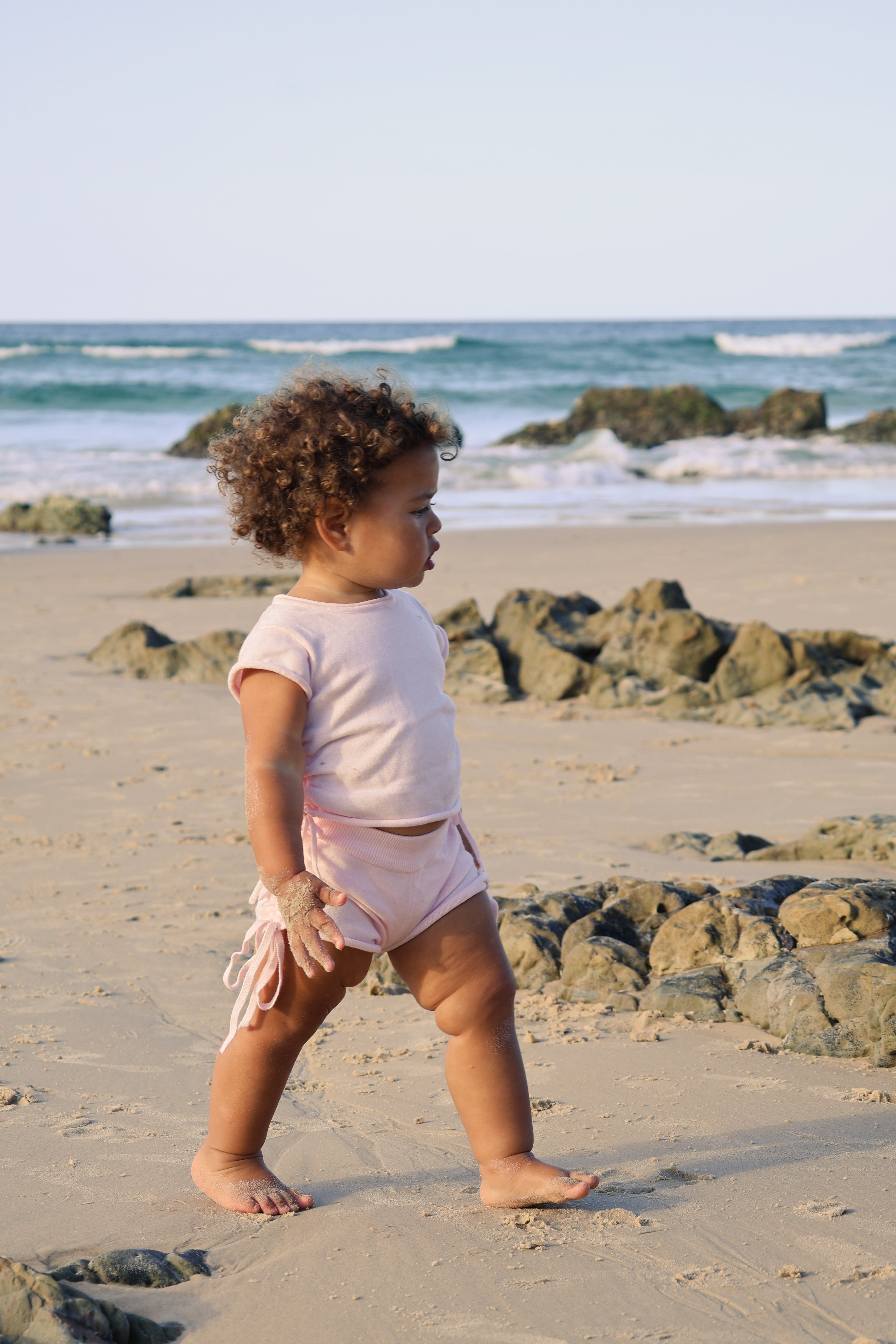 Gathered Knit Shorts | Pink Sky