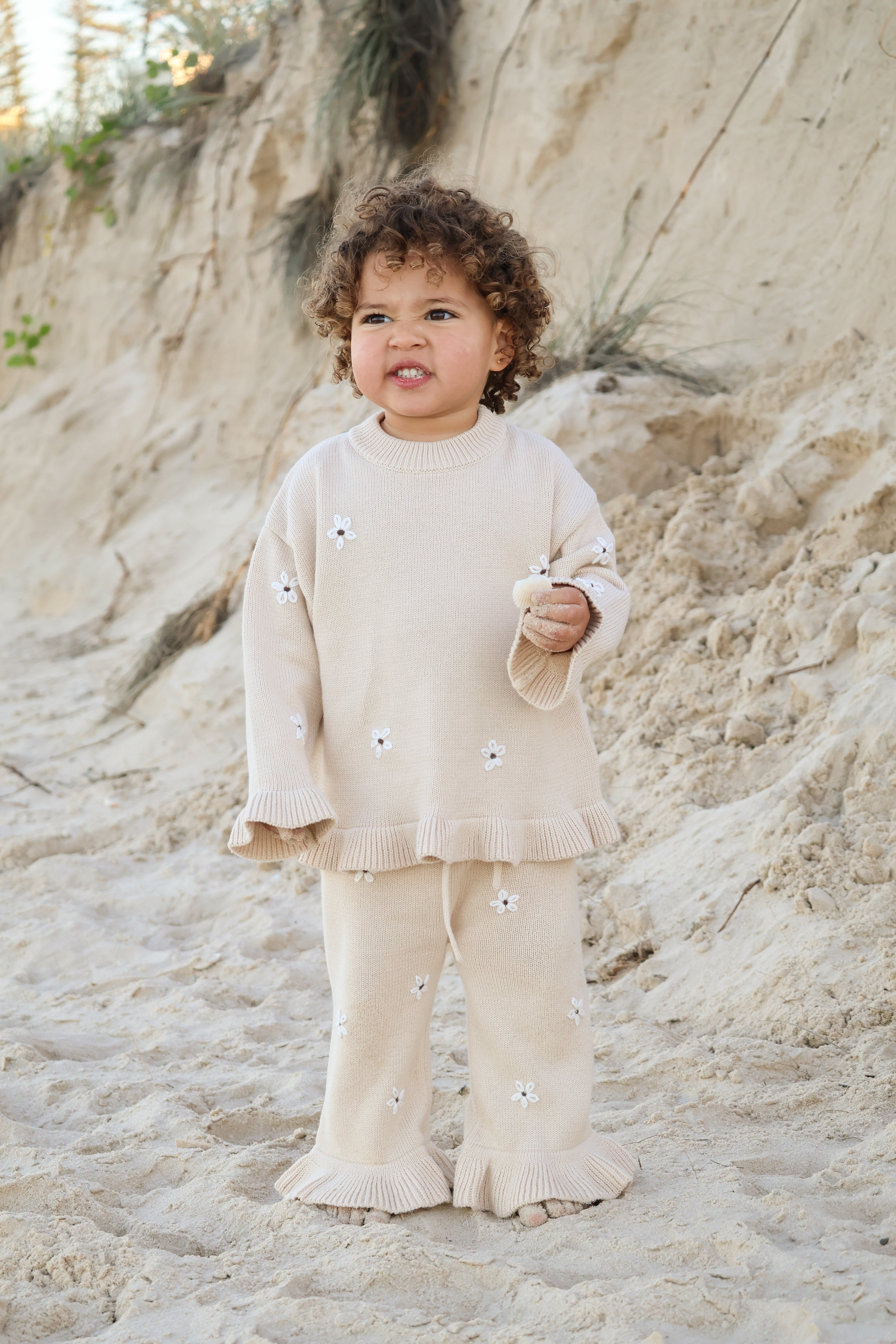 Knit Embroidery Pullover | Oat