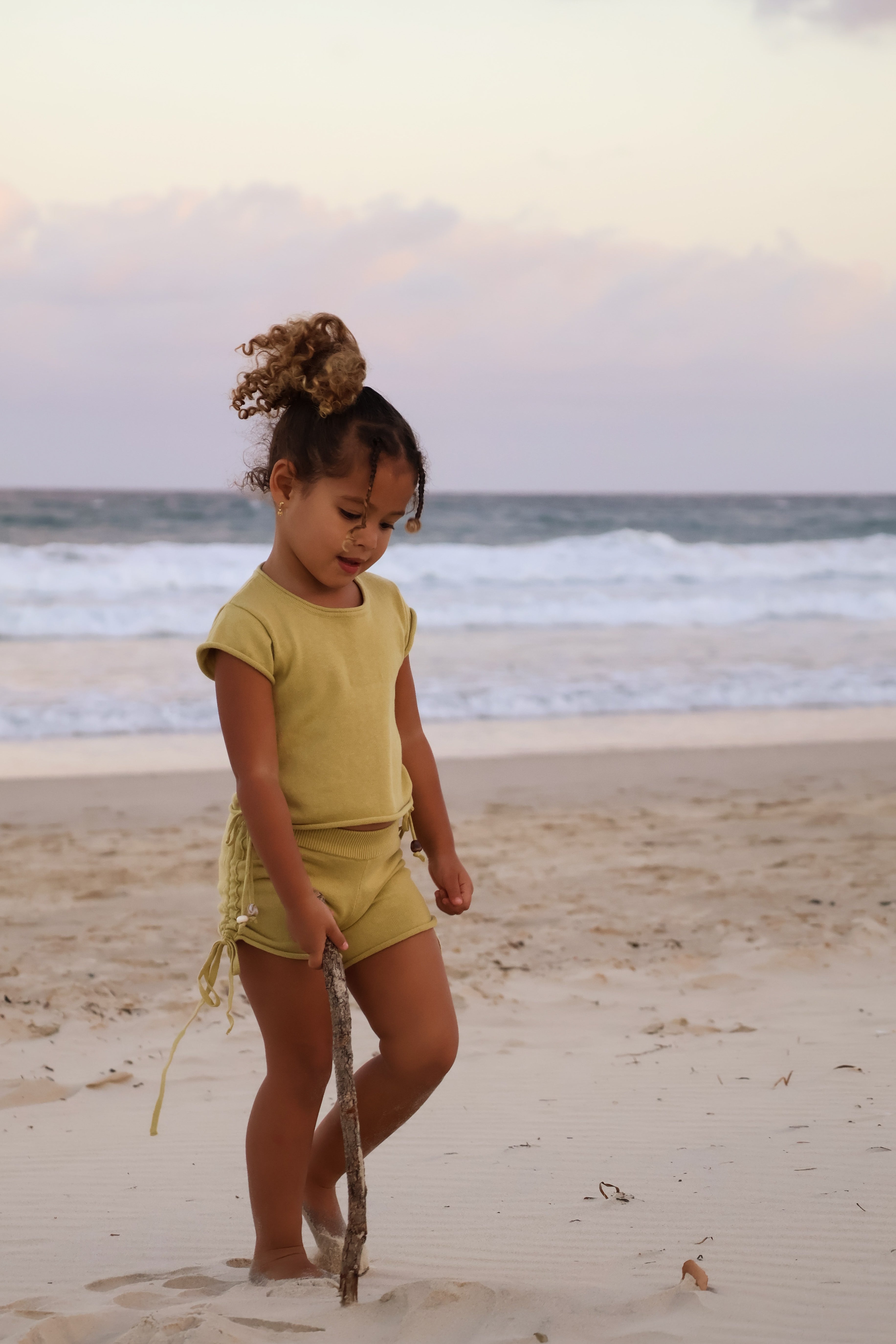 Gathered Knit Shorts | Sour Melon