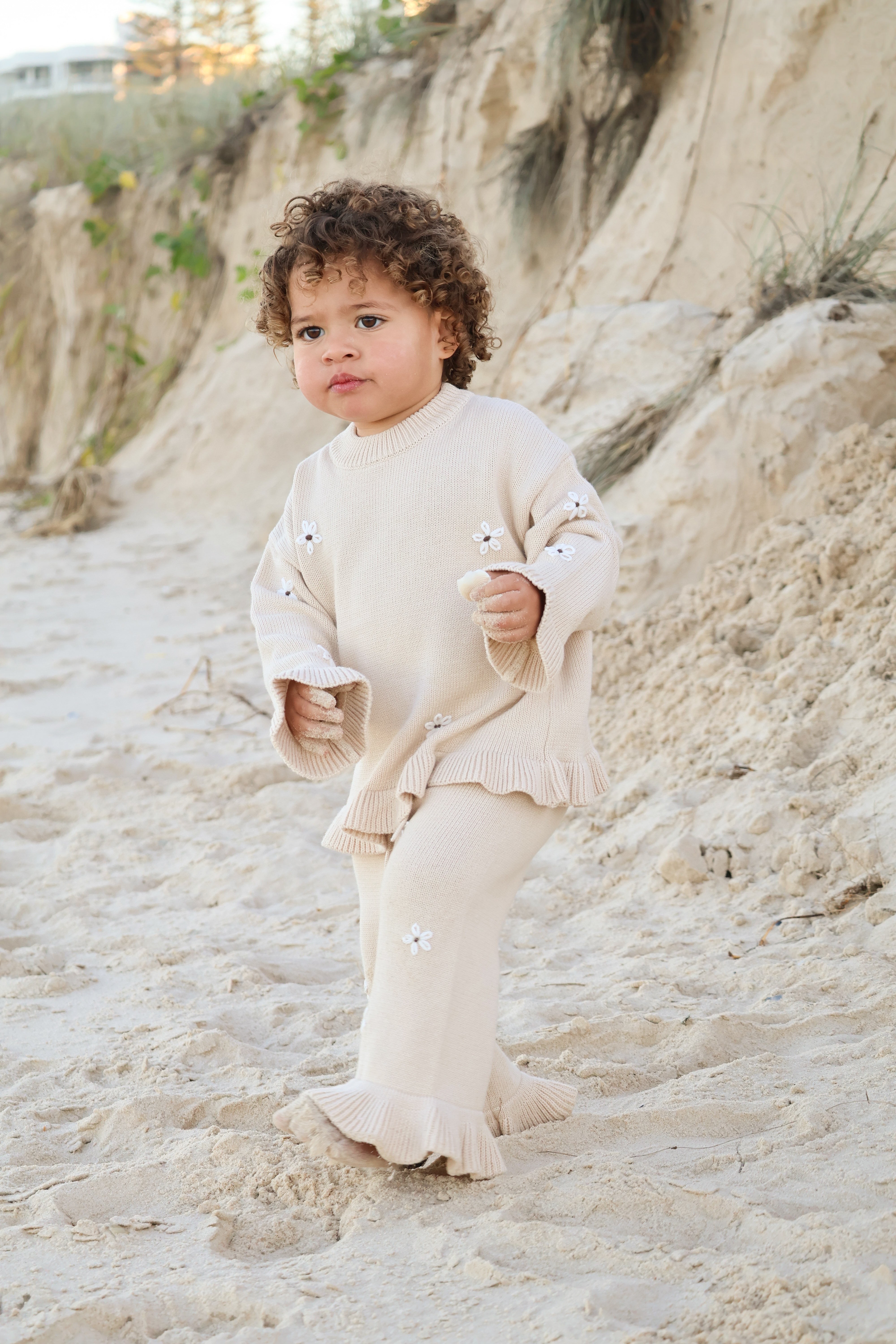 Knit Embroidery Pullover | Oat