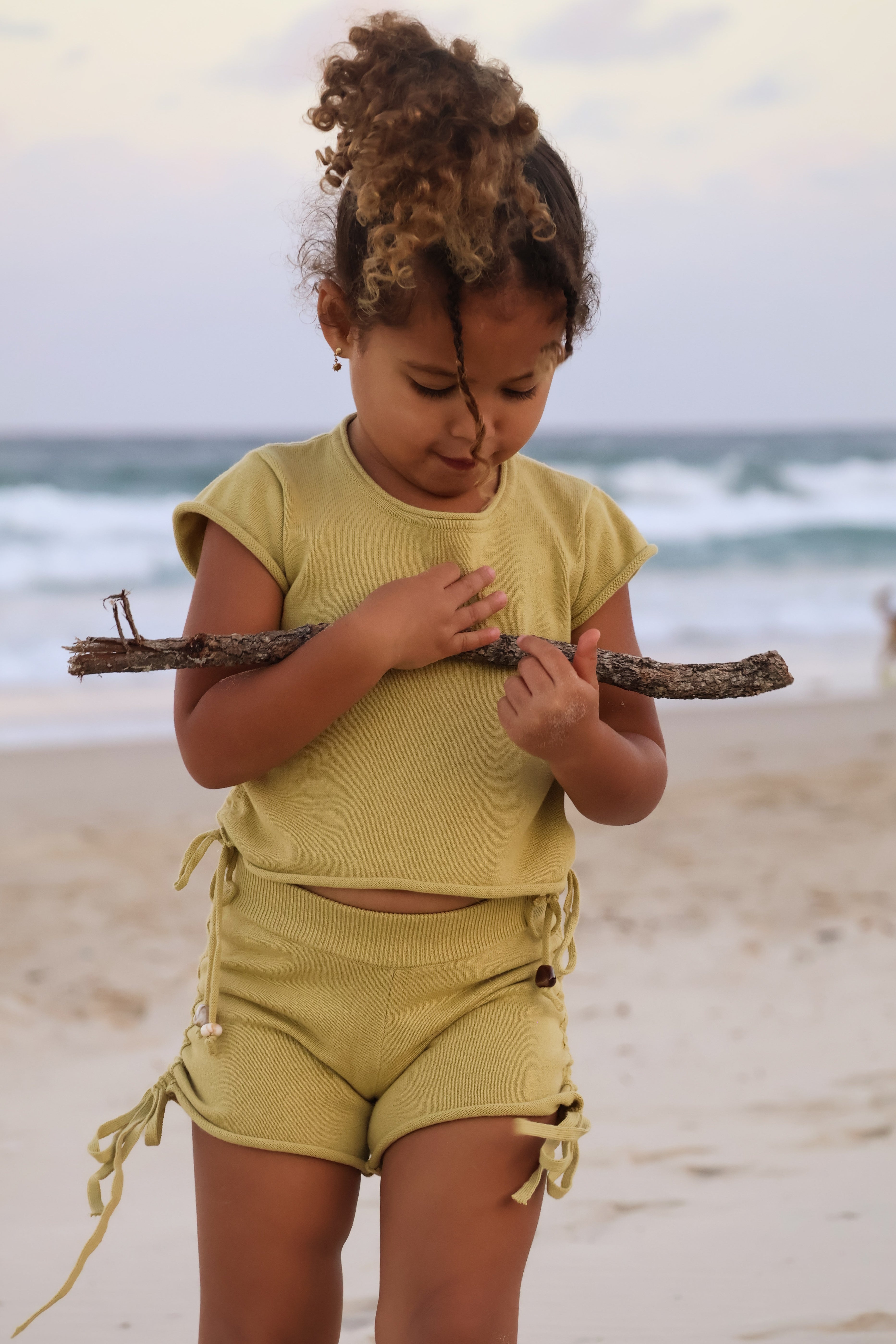 Gathered Knit Shorts | Sour Melon