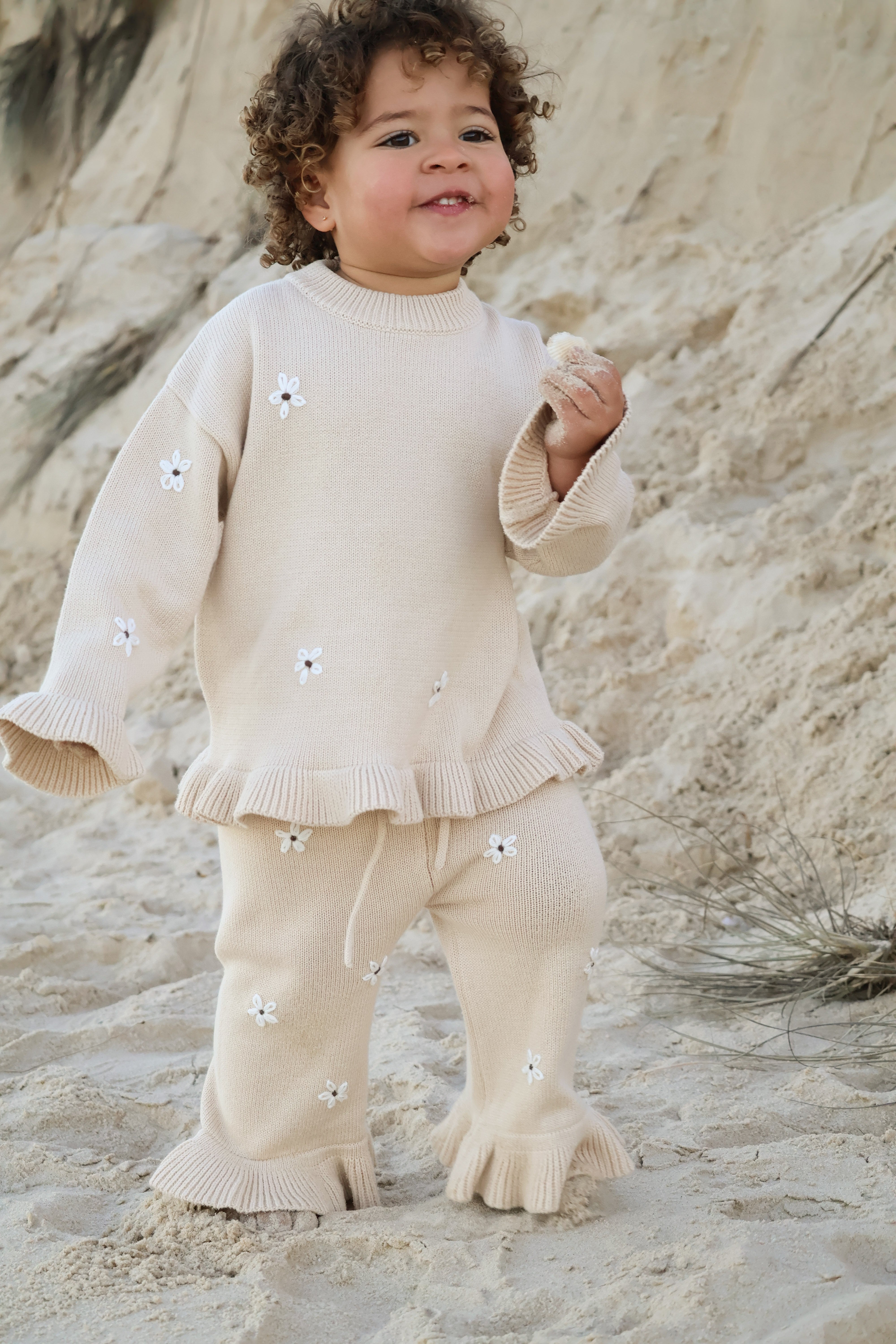 Frill Embroidery Pants | Oat
