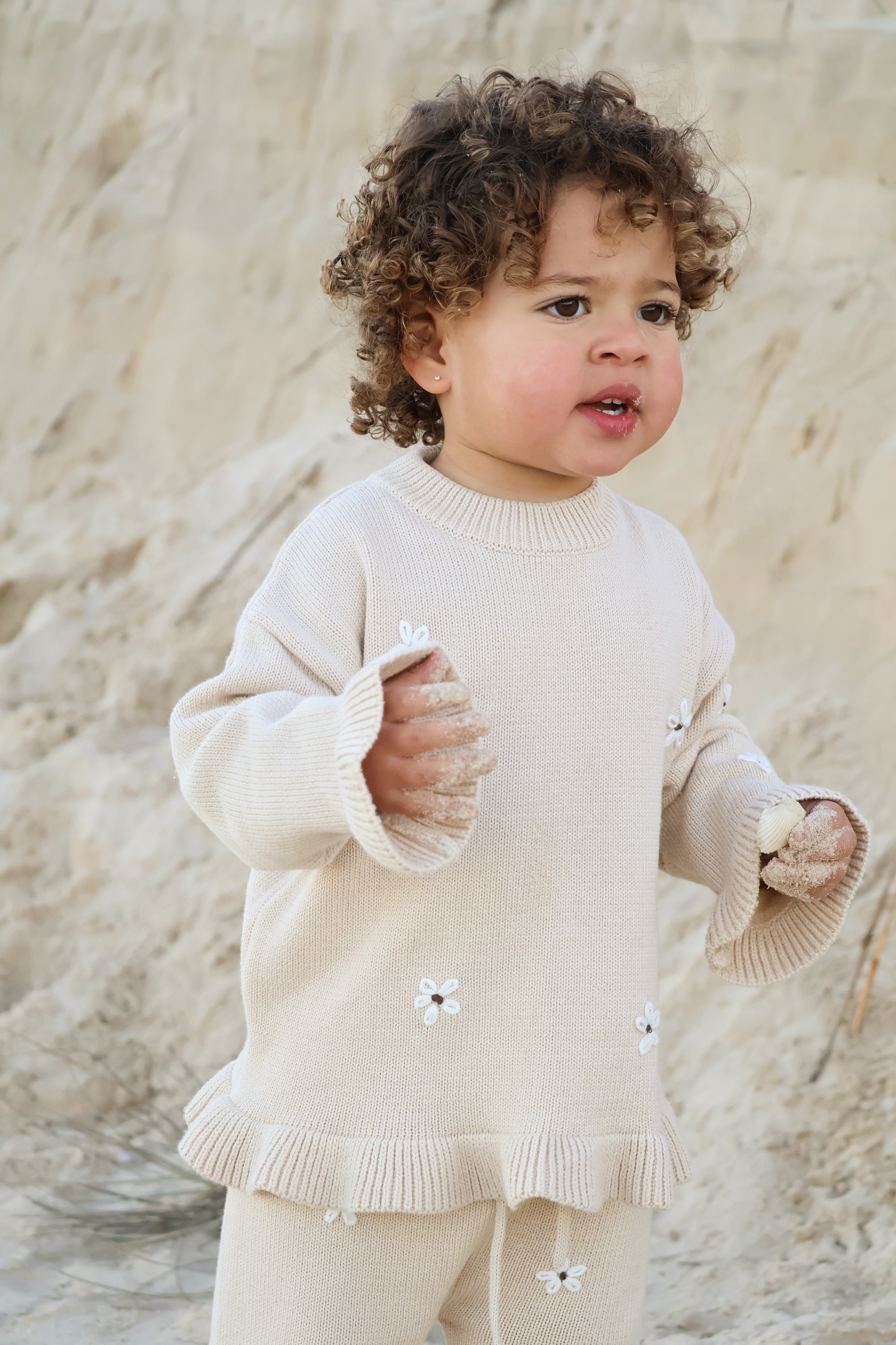 Knit Embroidery Pullover | Oat