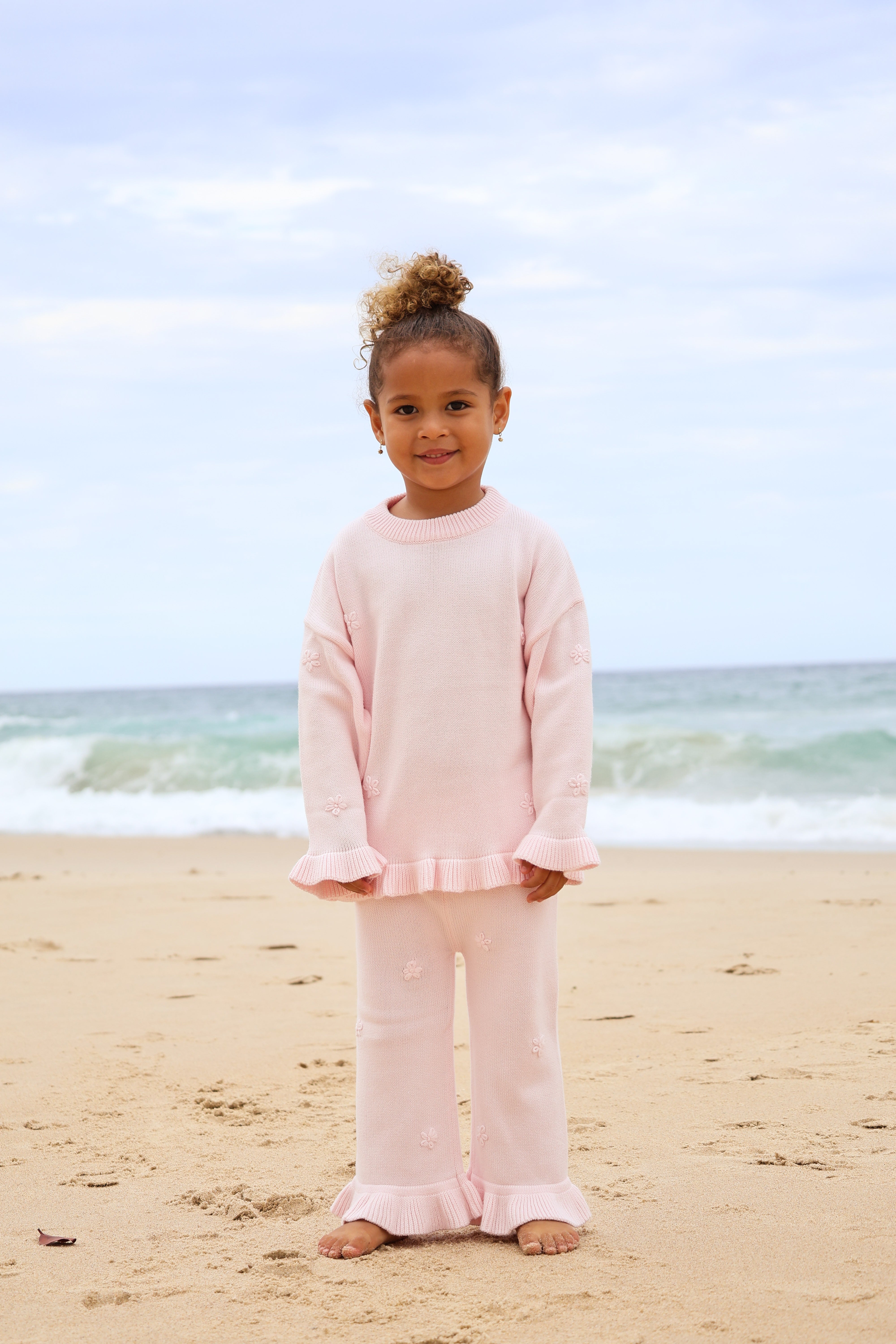 Frill Embroidery Pants | Pink Sky