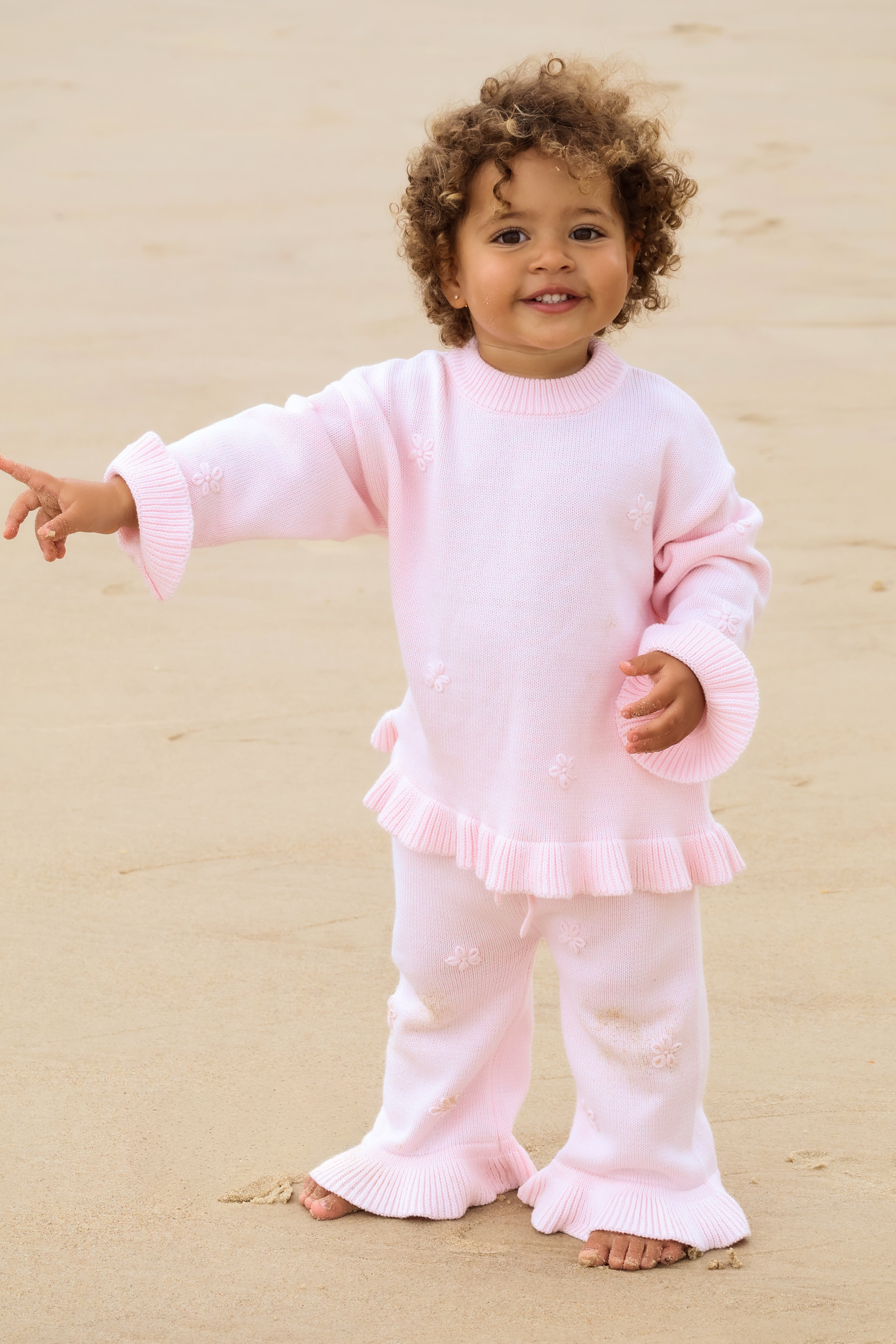 Frill Embroidery Pants | Pink Sky