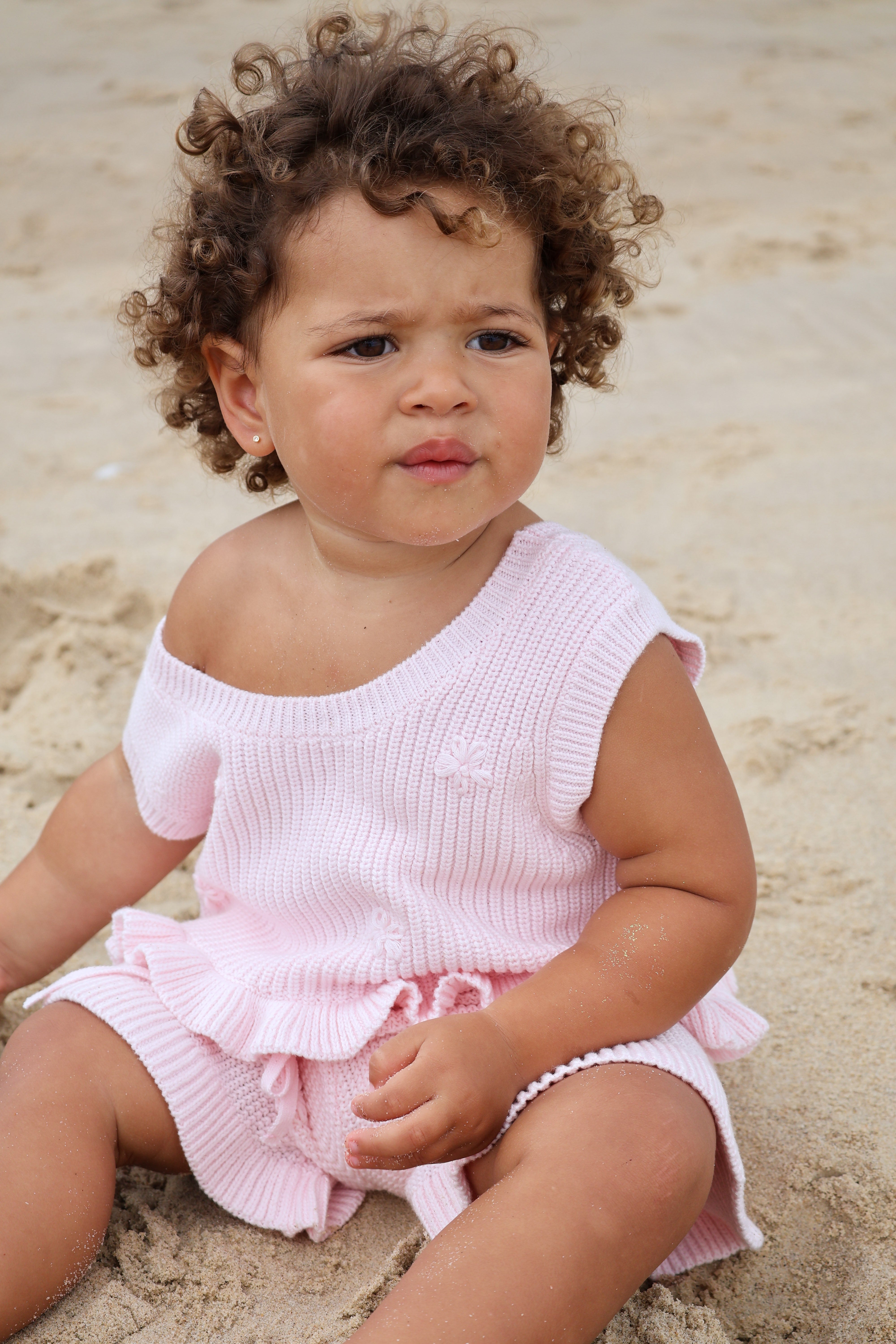Knit Embroidered Top | Pink Sky