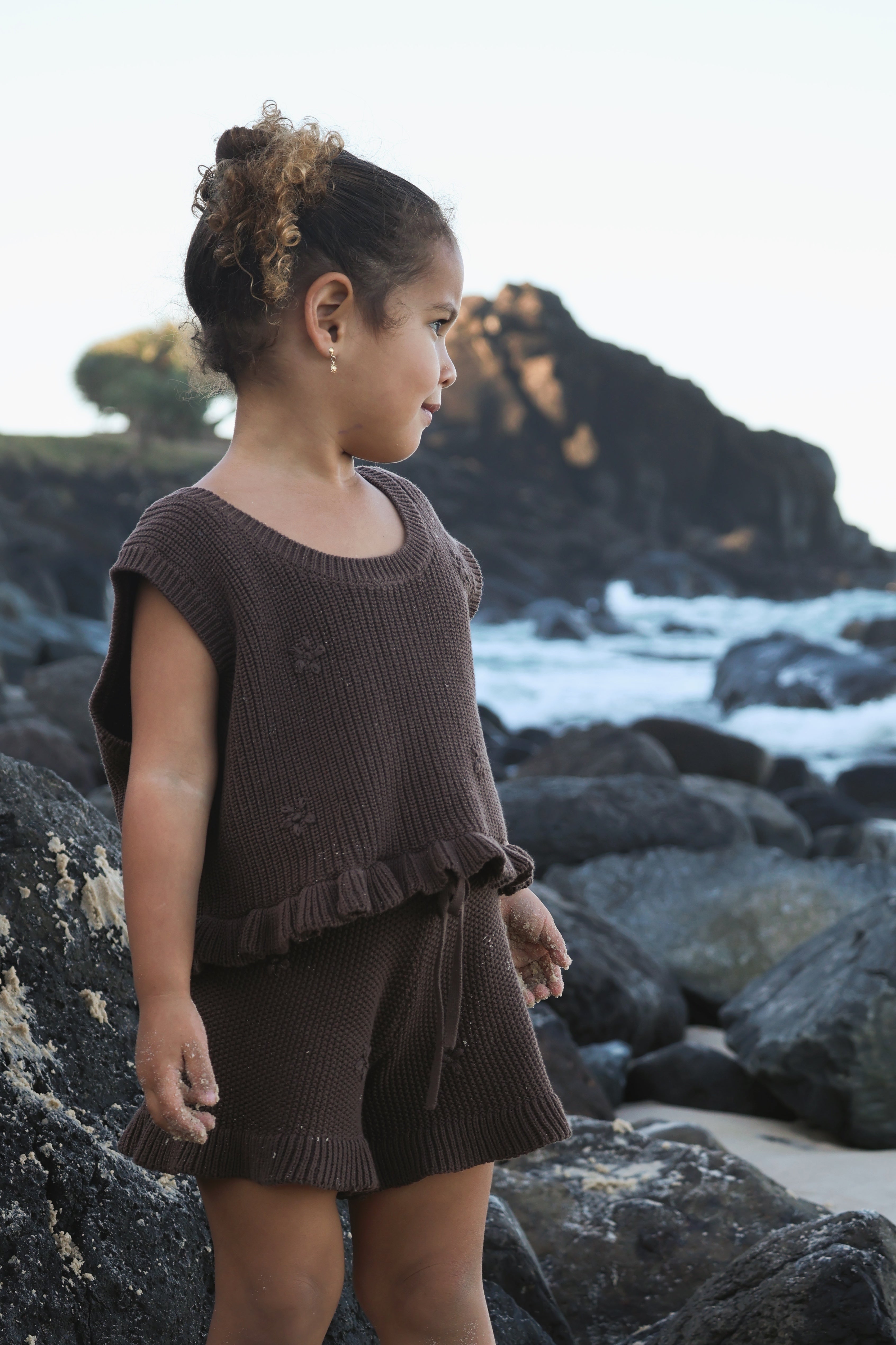 Knit Embroidered Top | Cocoa