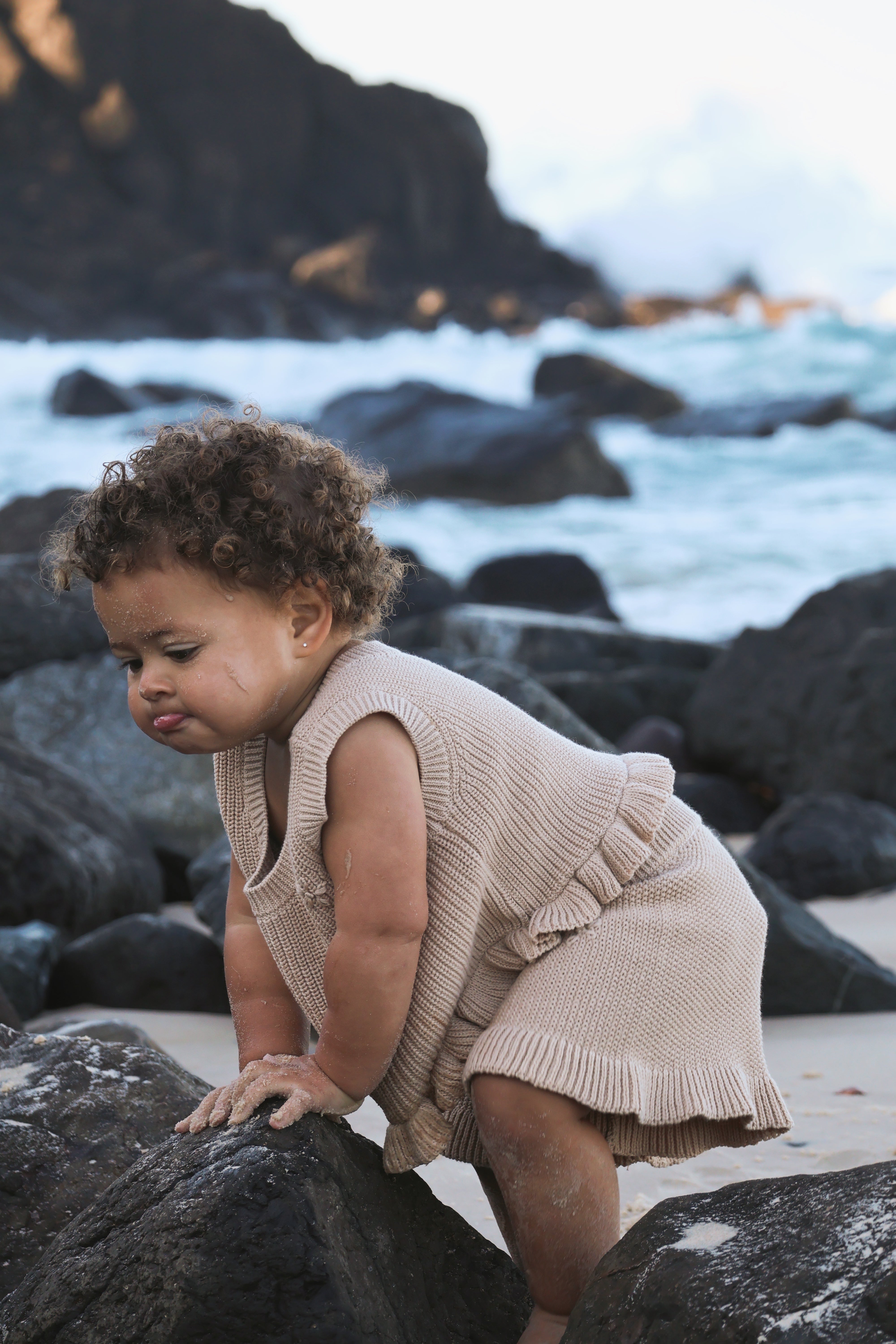 Knit Embroidered Top | Sand