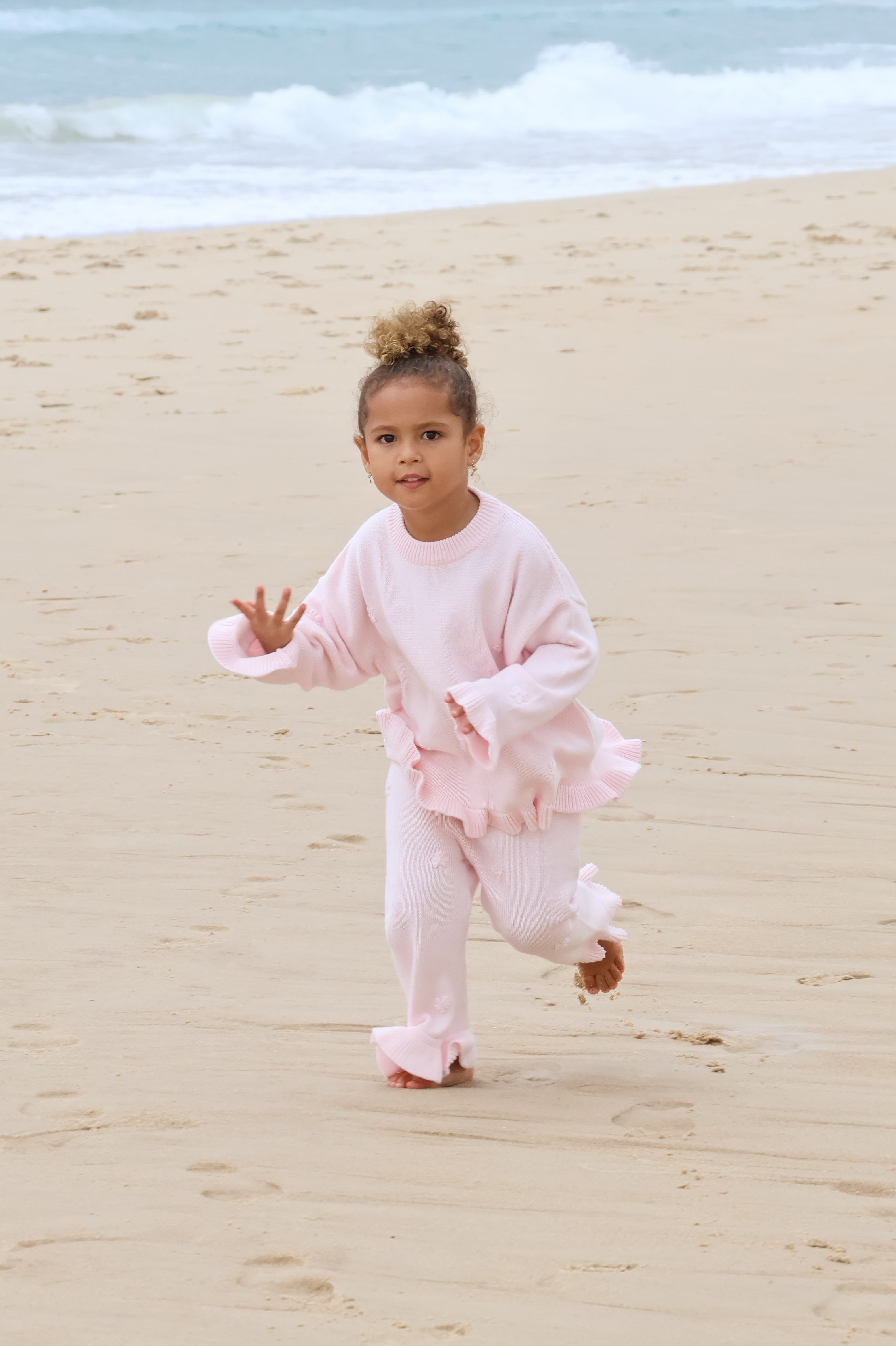 Knit Embroidery Pullover | Pink sky