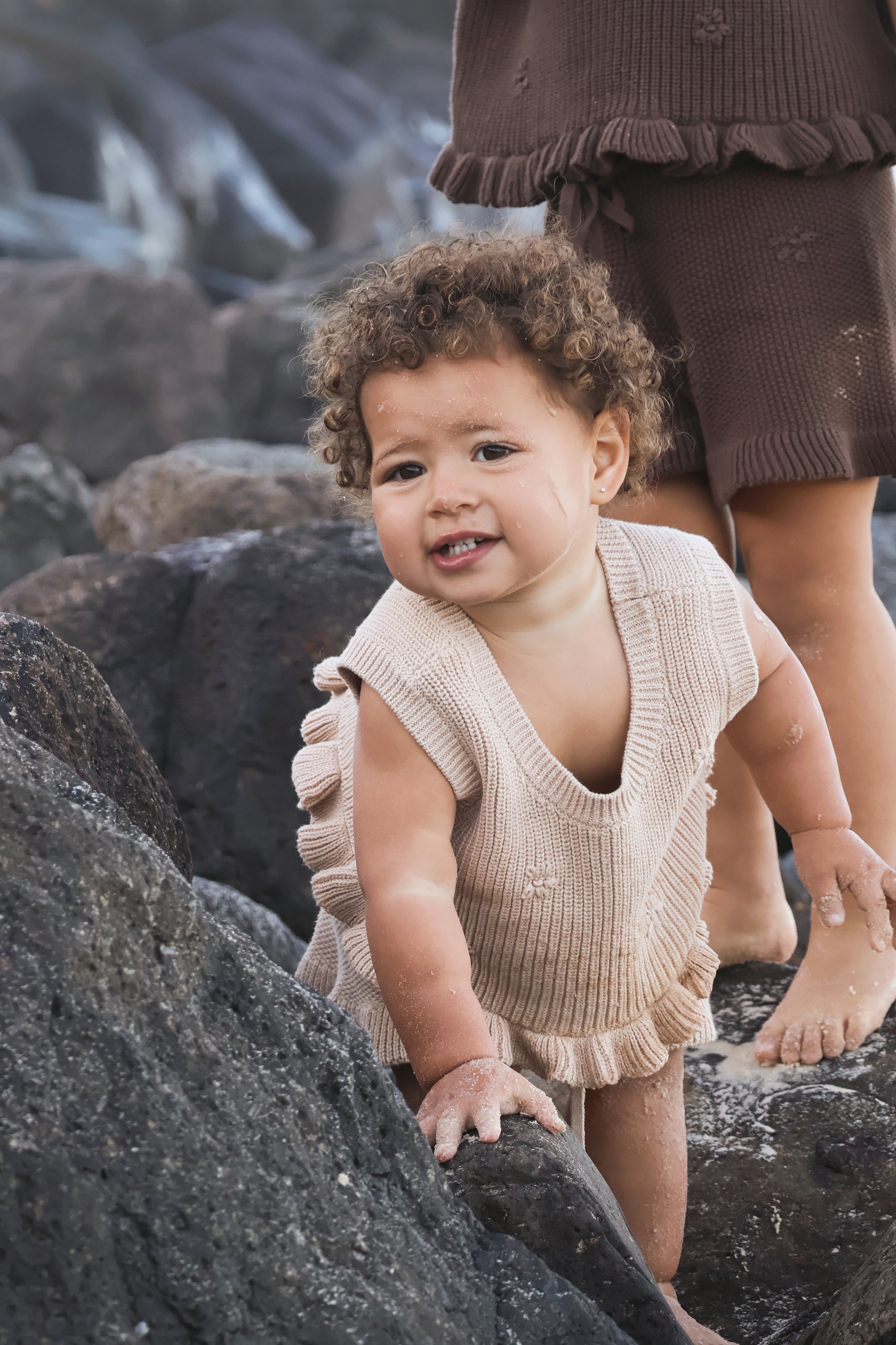 Knit Embroidered Top | Sand