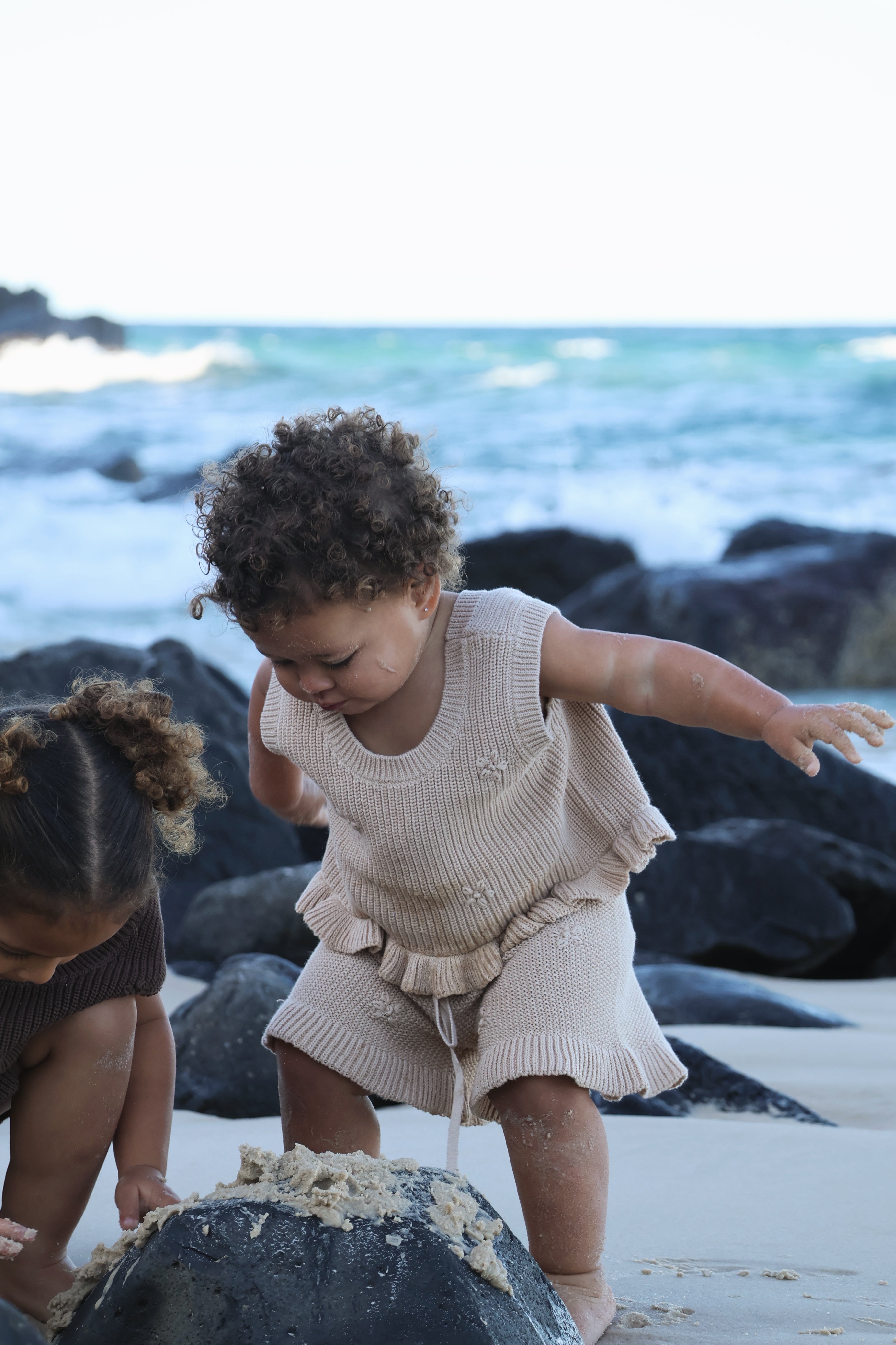 Knit Embroidered Shorts | Sand