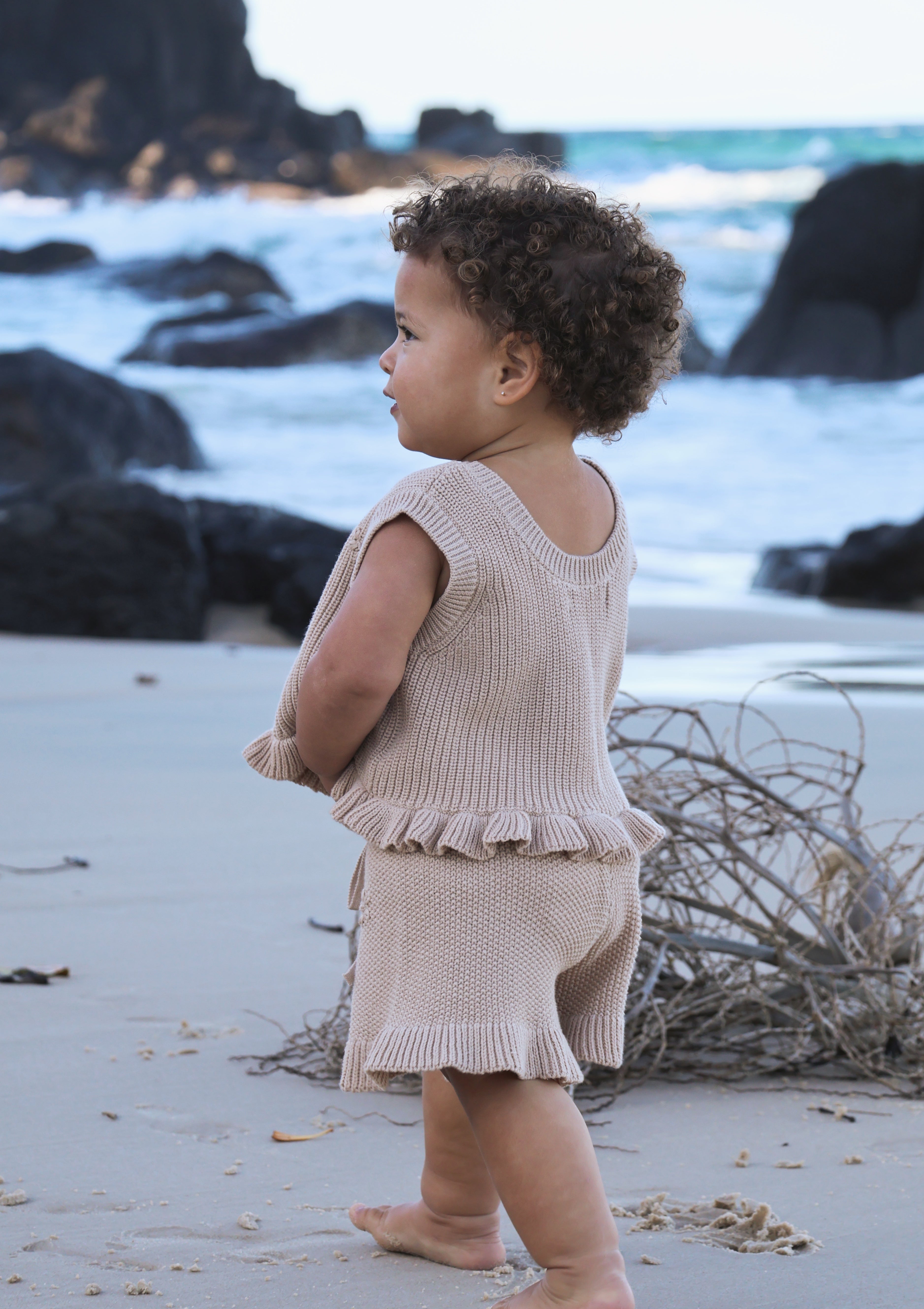 Knit Embroidered Shorts | Sand