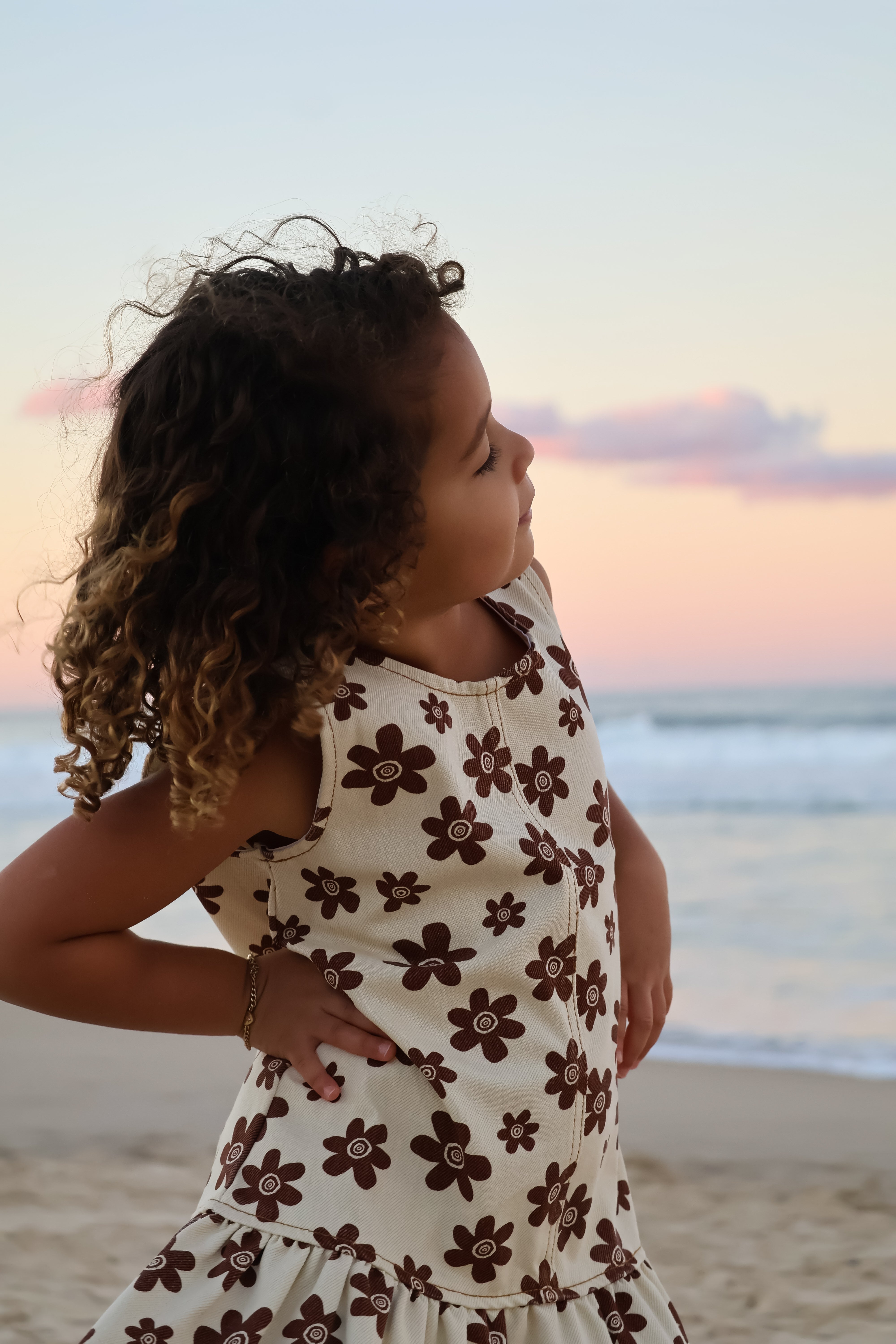 Denim Flower Dress | Natural
