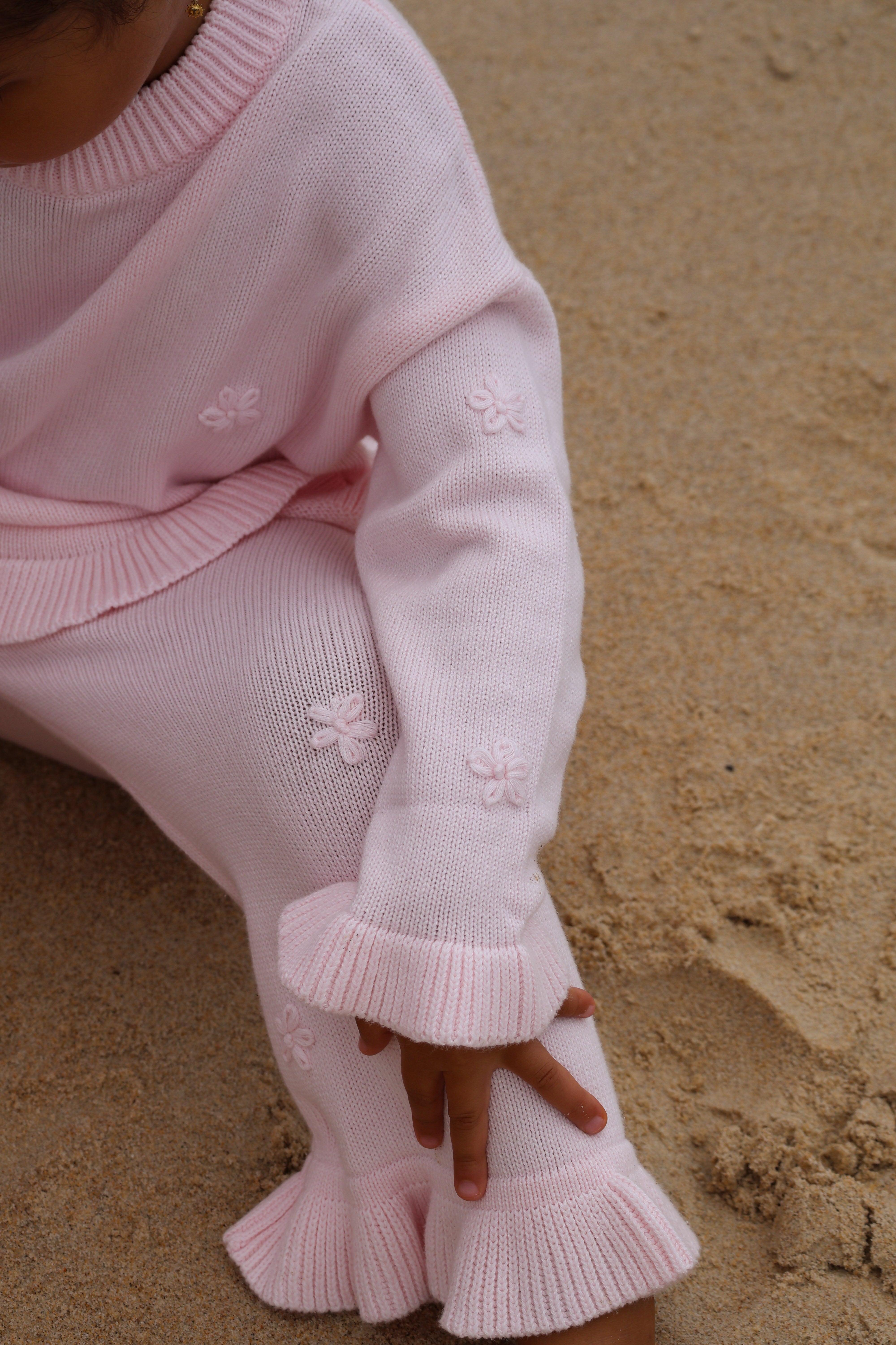 Frill Embroidery Pants | Pink Sky
