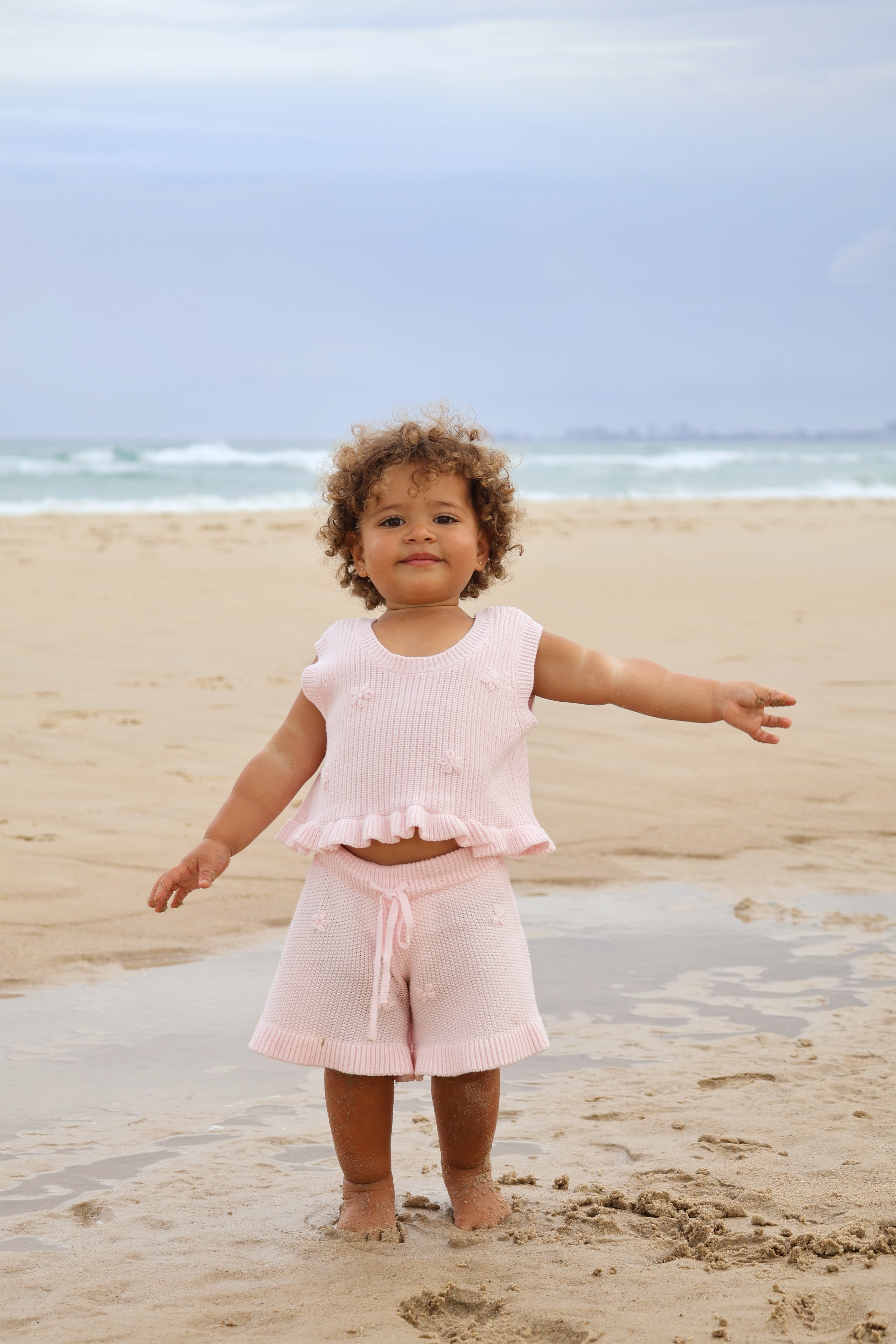 Knit Embroidered Top | Pink Sky